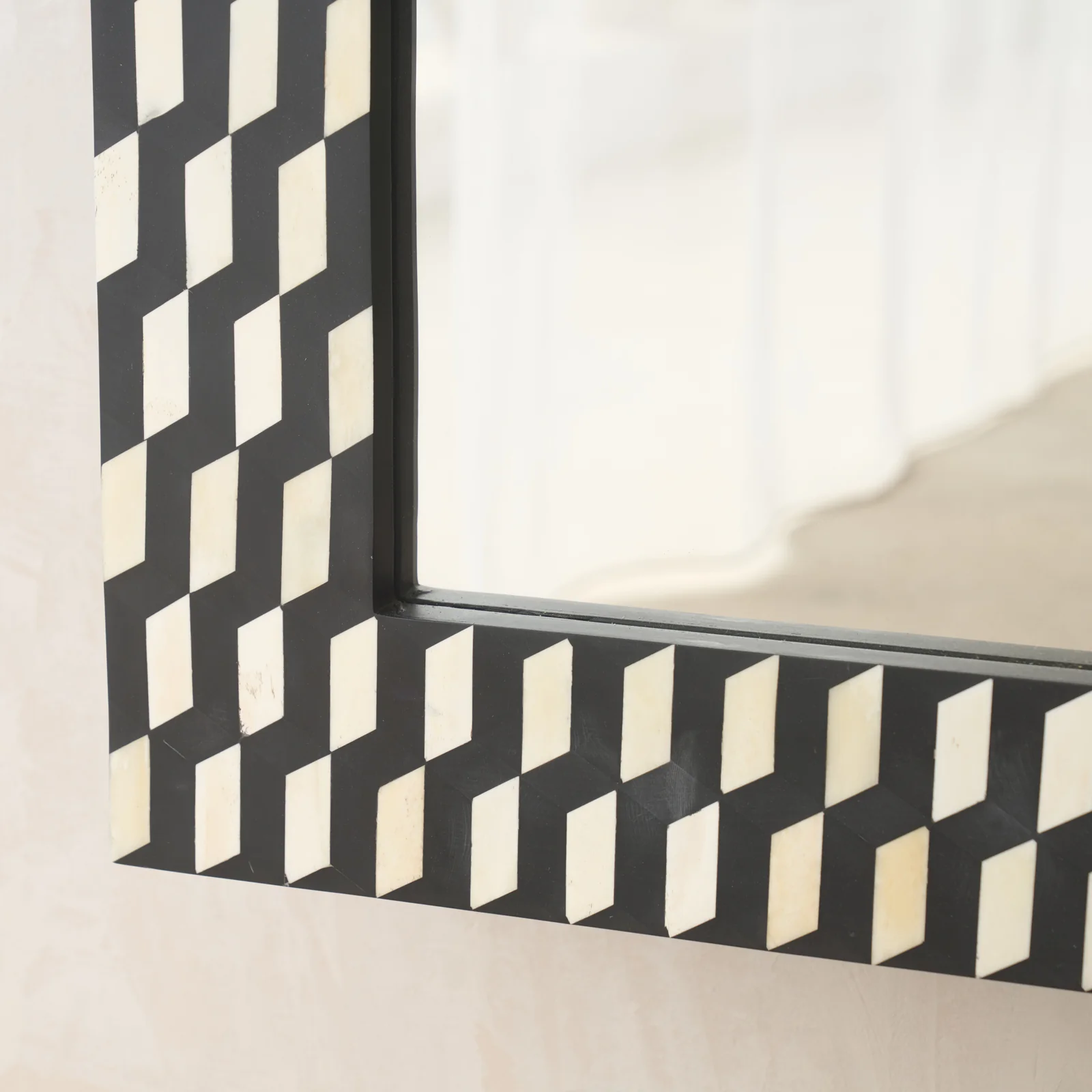 Handcrafted Bone Inlay Geometric Mirror | No. 2 - Image 2