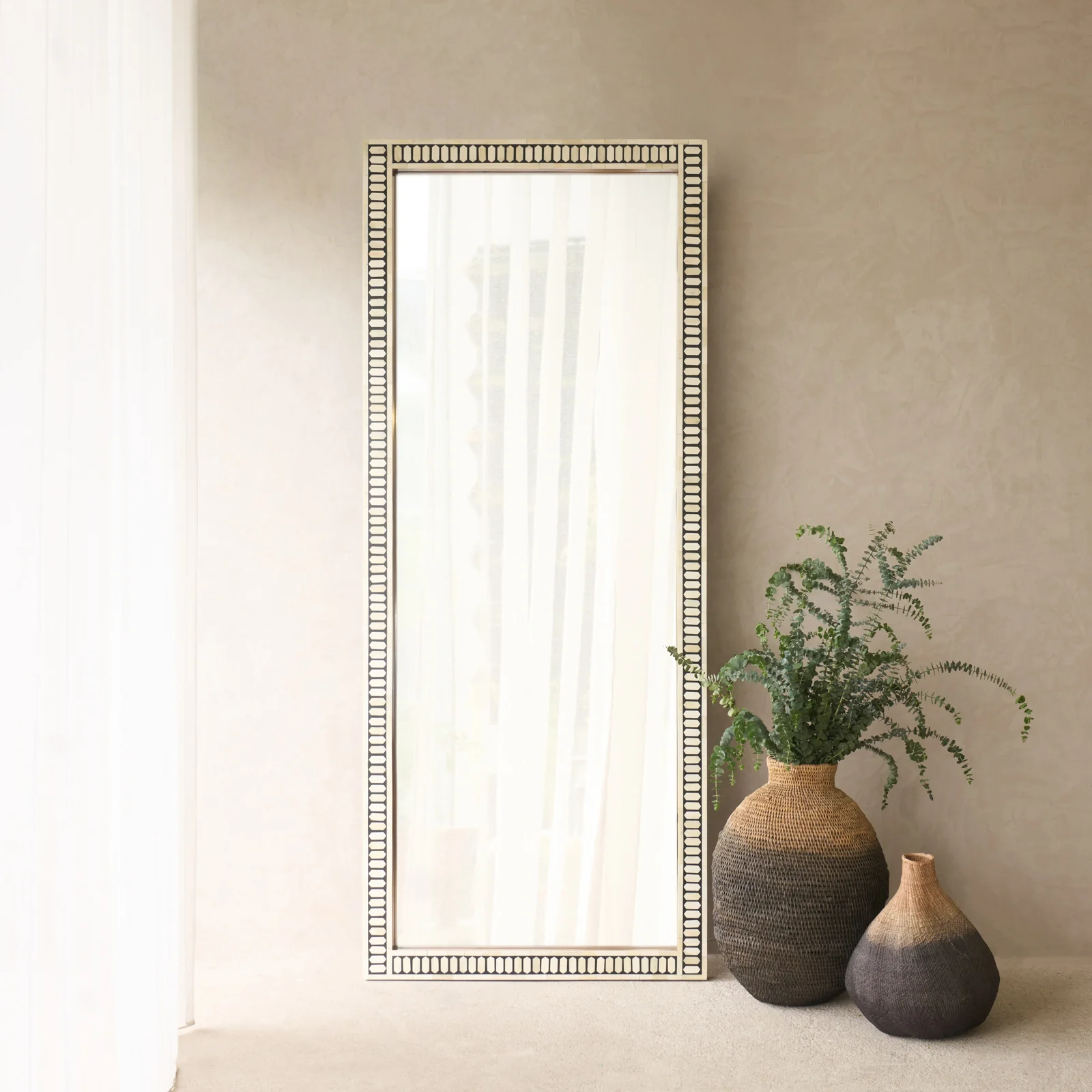 Handcrafted  Bone Inlay Large Mirror