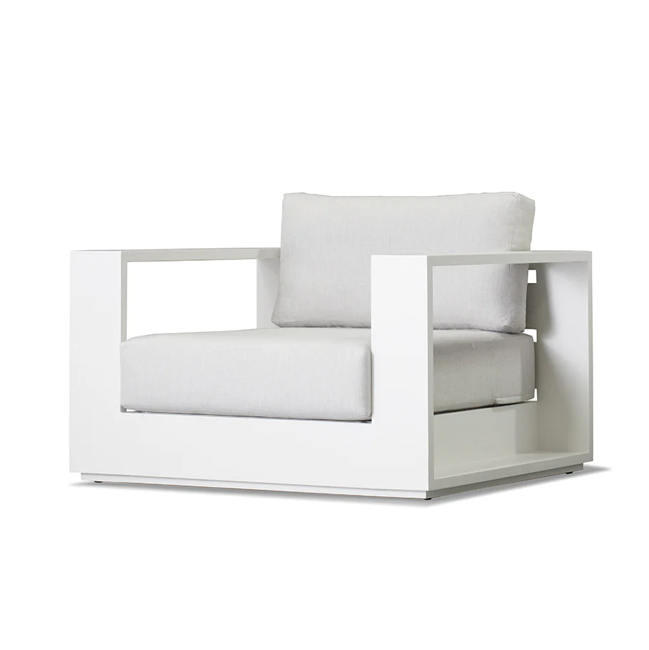 Hayman Outdoor Armchair | White Frame - Grey (100cm) - Image 4