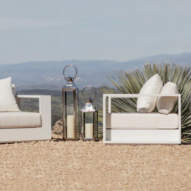 Hayman Outdoor Armchair | White Frame - Grey (100cm) - Image 5