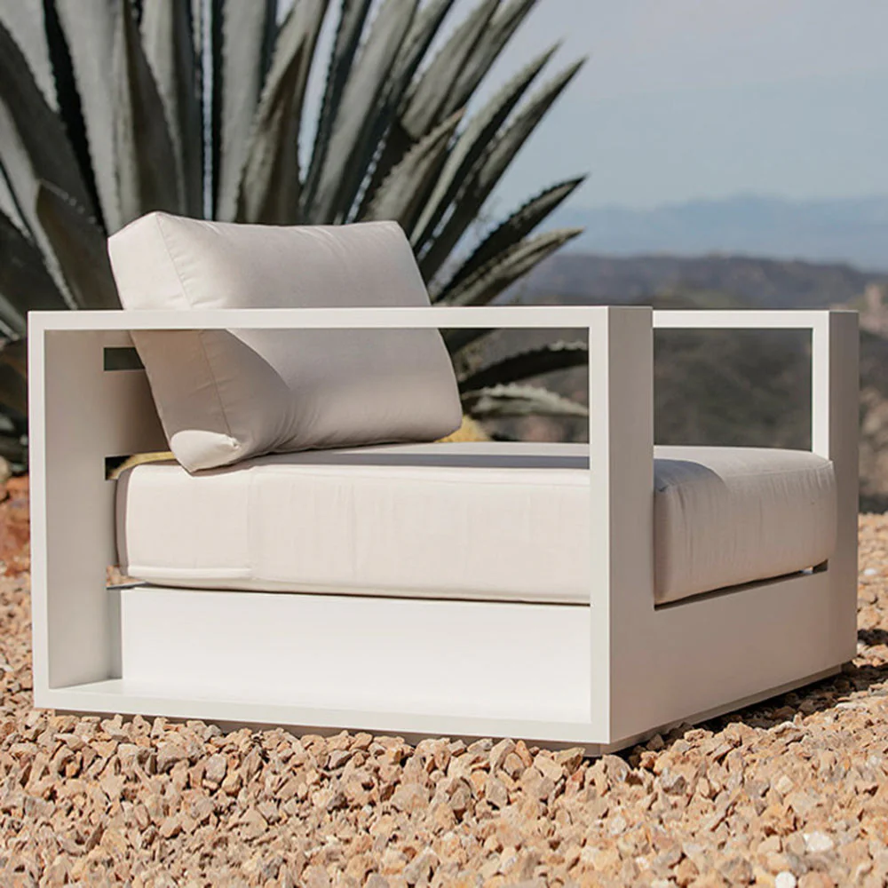 Hayman Outdoor Armchair | White Frame - Grey (100cm) - Image 6