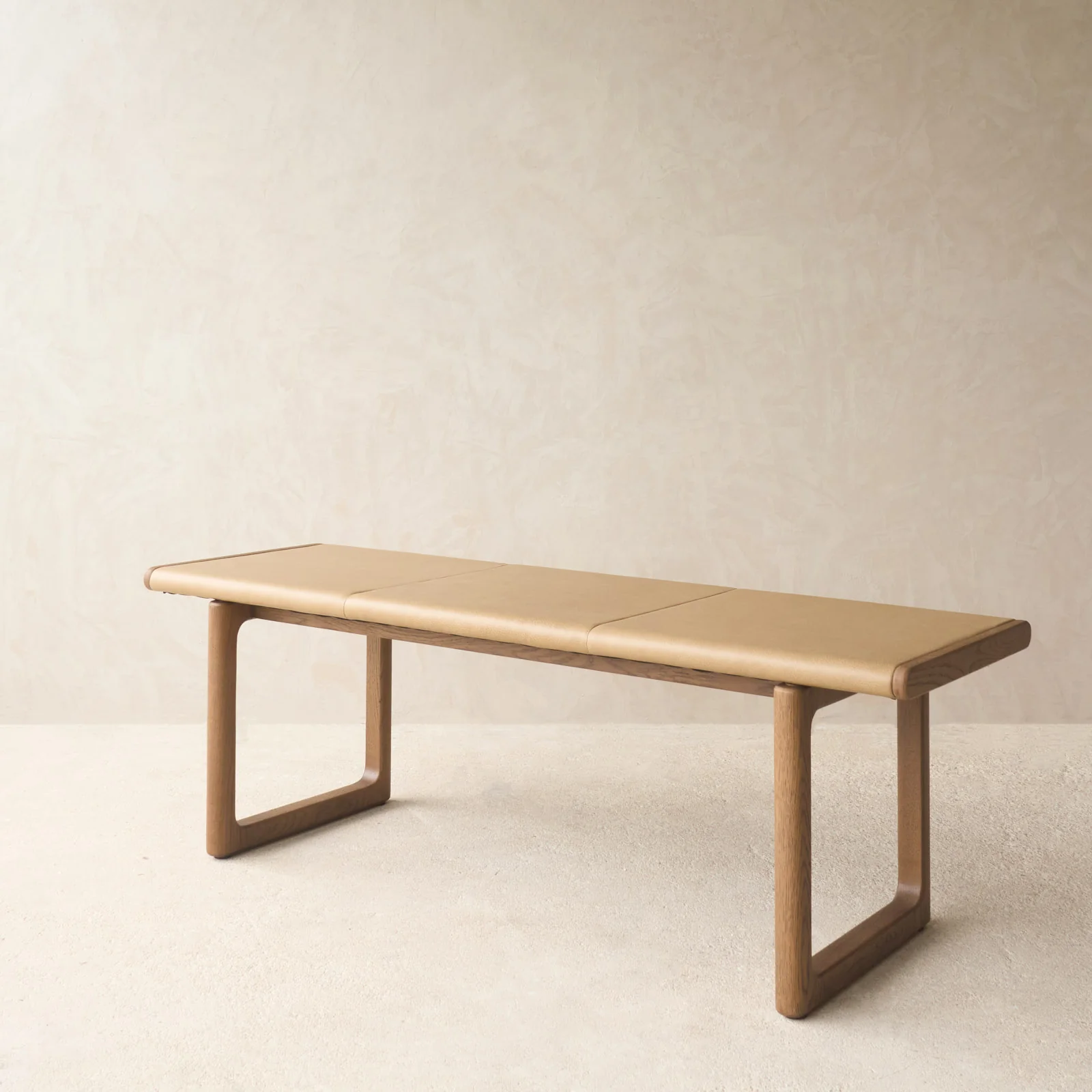 Hover Leather Bench | Latte Oak Frame - Arena - Image 3