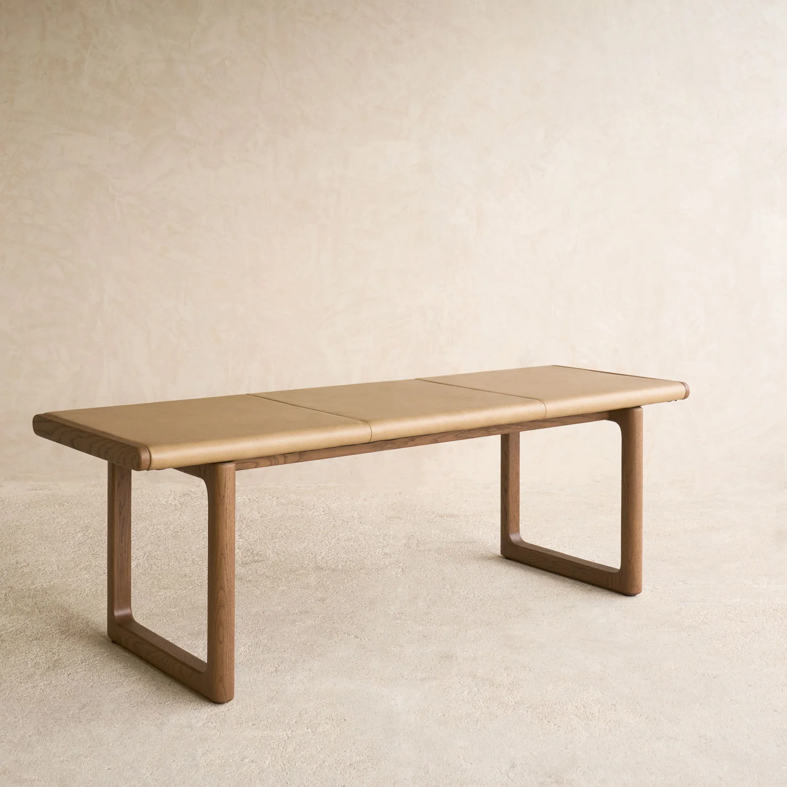 Hover Leather Bench | Latte Oak Frame - Arena - Image 7