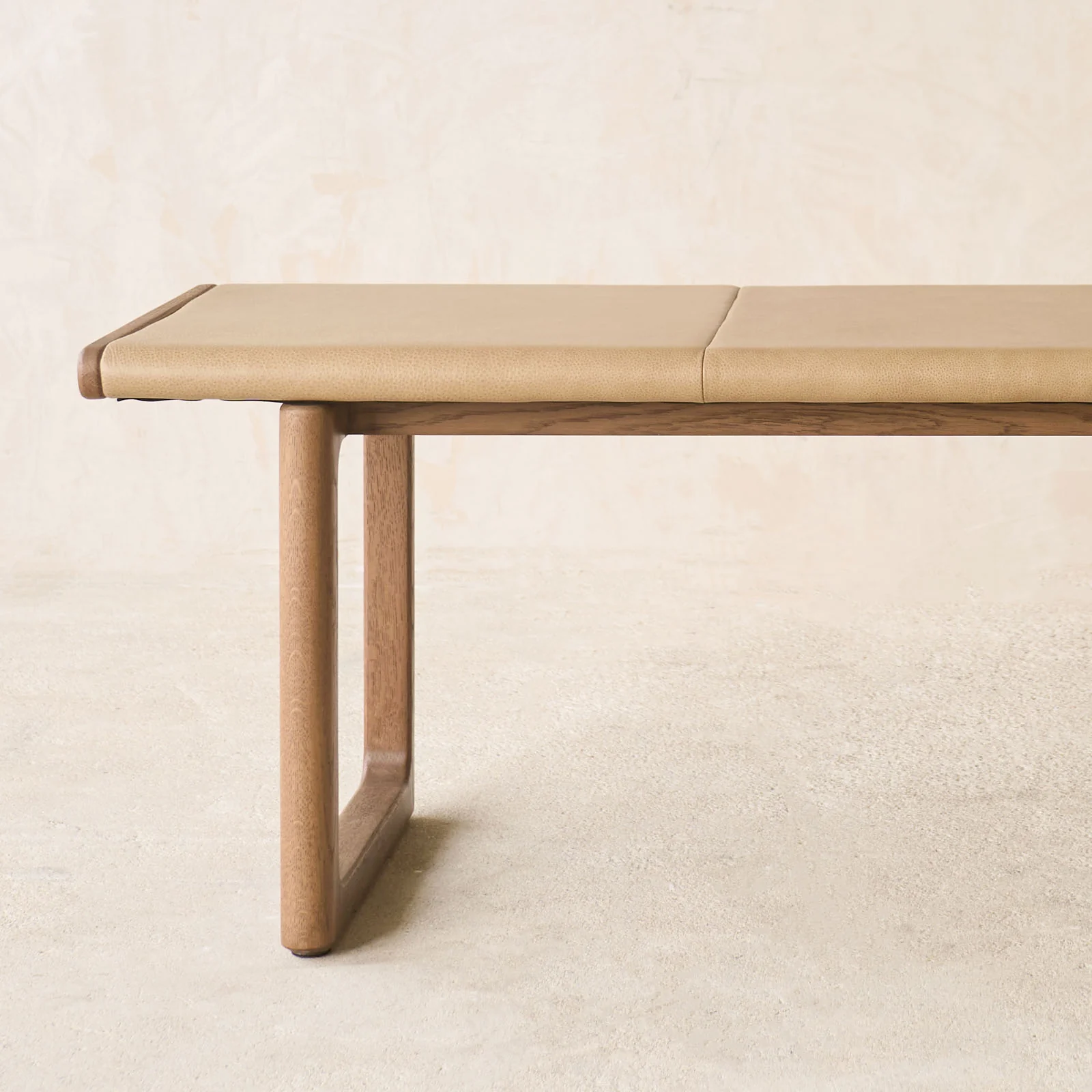 Hover Leather Bench | Latte Oak Frame - Arena - Image 9