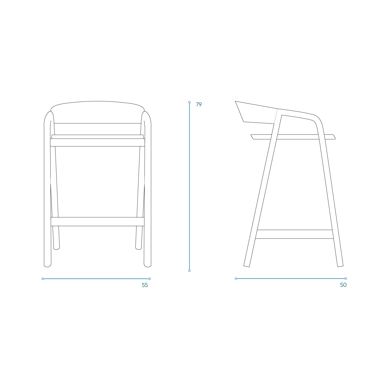 Inlay Counter Stool | Oak Frame - Natural - Image 8