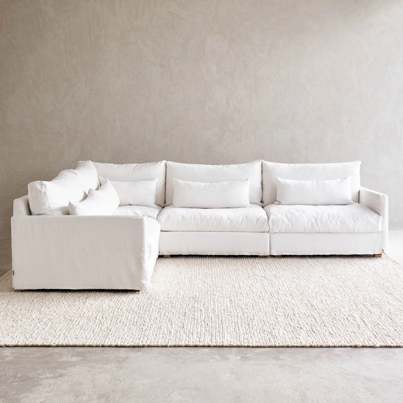 Island Modular Corner Fabric Sofa | Optic White (320cm) - Image 5