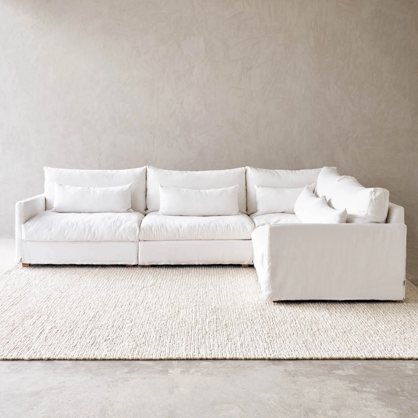 Island Modular Corner Fabric Sofa | Optic White (320cm) - Image 7