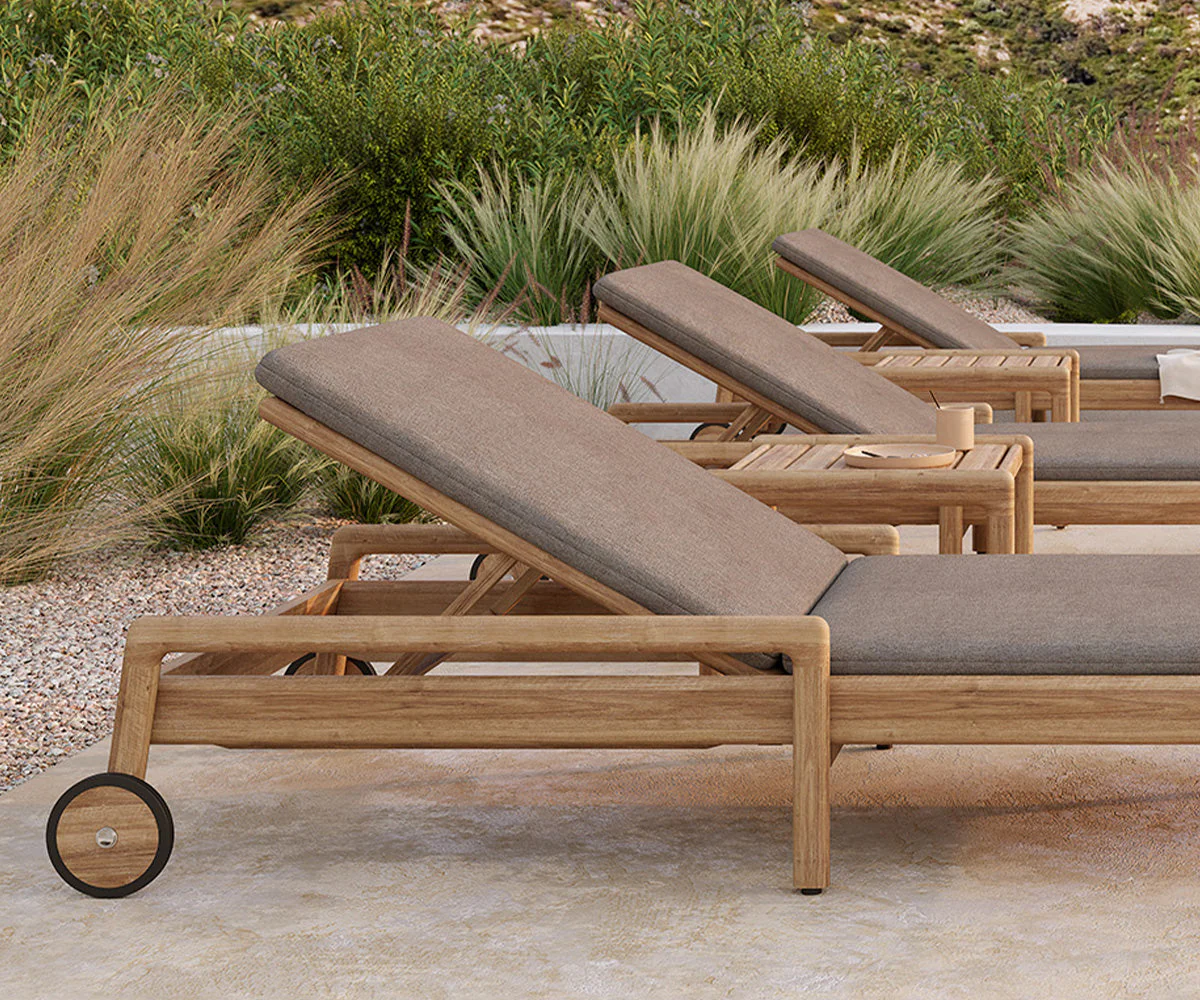 Outdoor Jack Adjustable Lounger | Teak - Mocha - Image 6