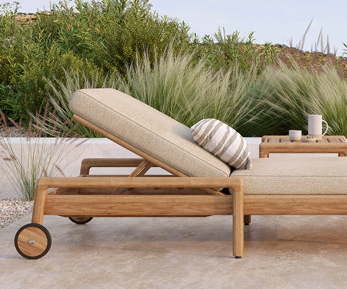 Outdoor Jack Adjustable Lounger | Teak - Natural - Image 11