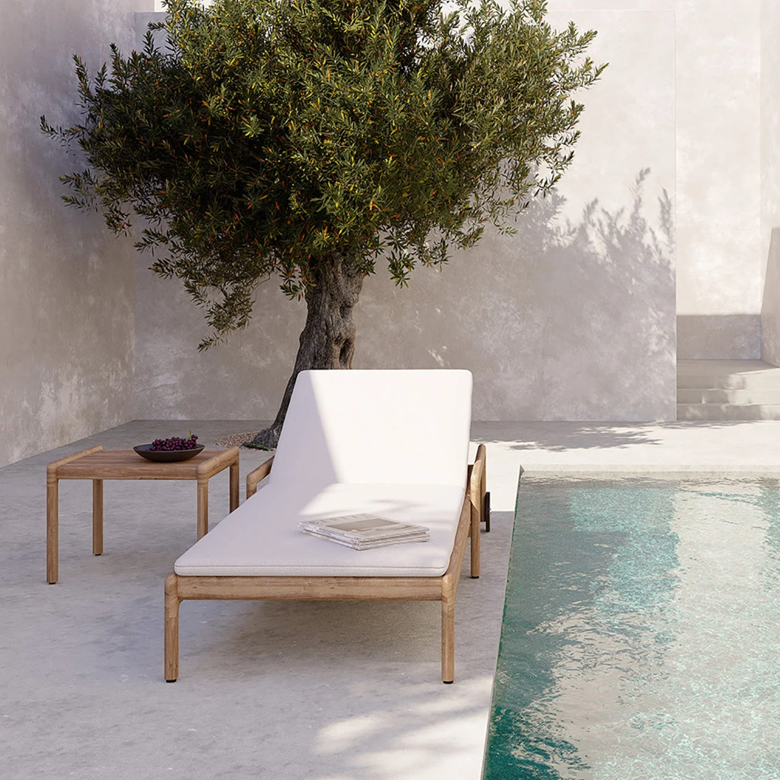 Outdoor Jack Adjustable Lounger | Teak - Off White - Image 5