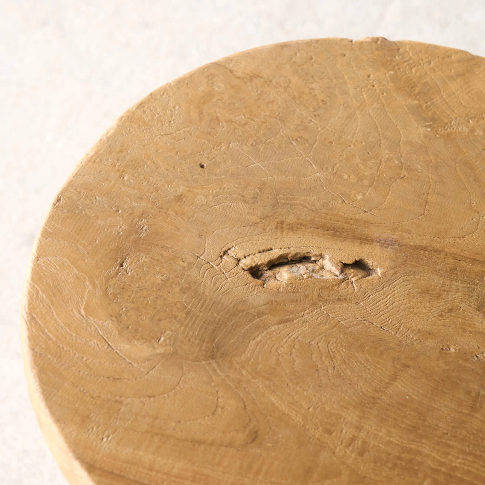Java Round Stool | Teak Frame - White Legs - Image 3