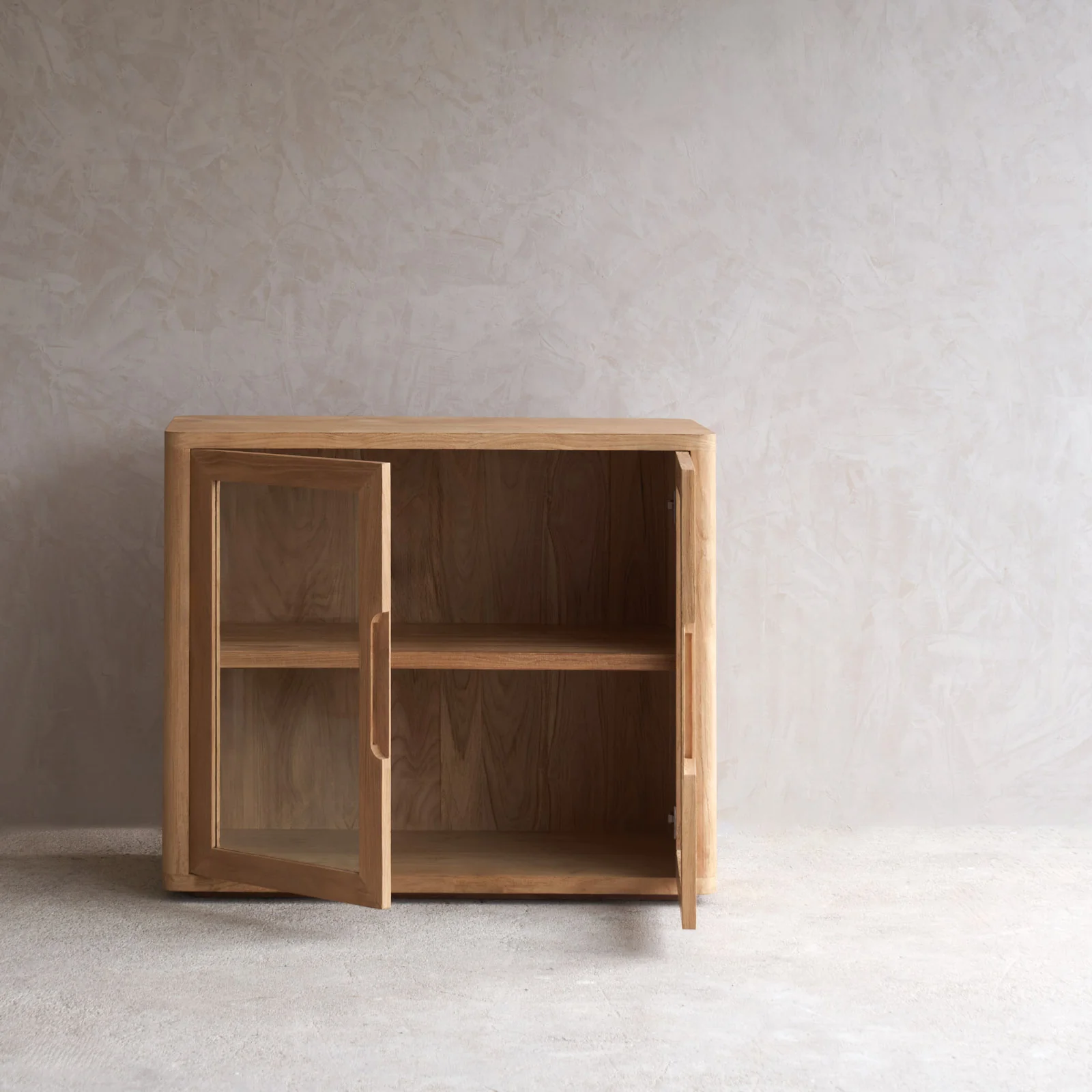 Bromo Sideboard | 2 Glass Doors - Old Teak Natural (100cm) - Image 6