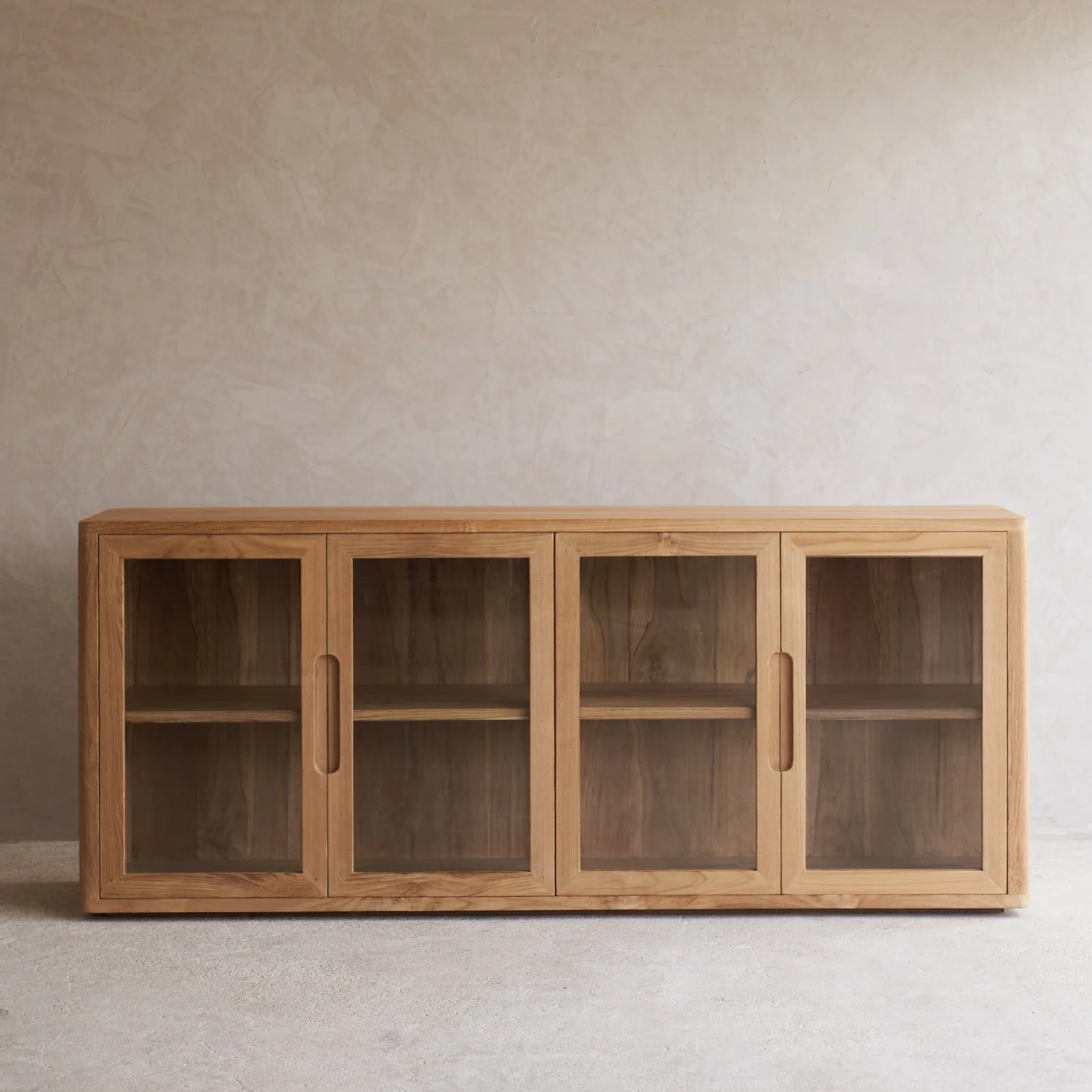 Bromo Sideboard | 4 Glass Doors - Old Teak Natural (200cm) - Image 6