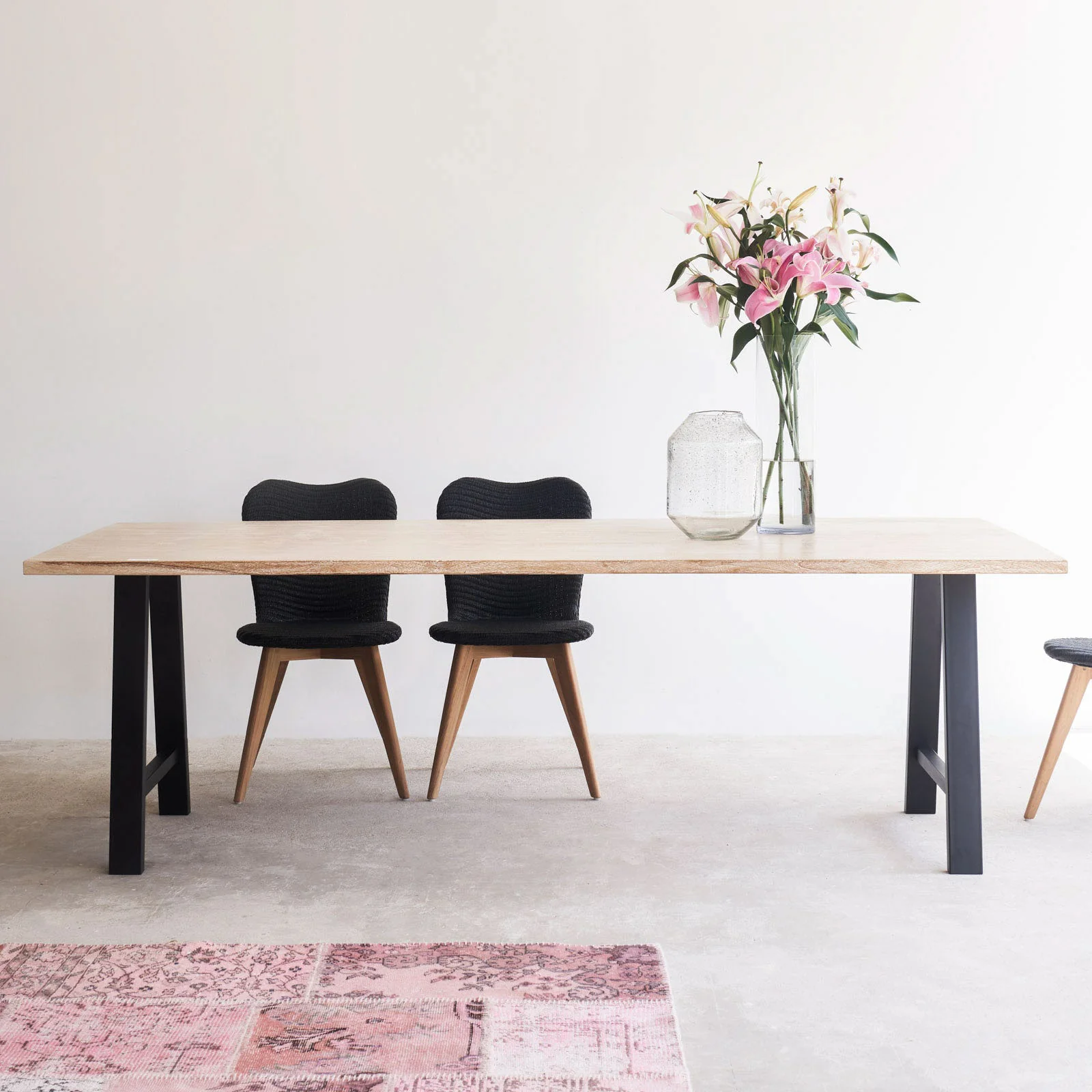 Java Teak Dining Table | Whitewash with A-Frame Base - Image 2