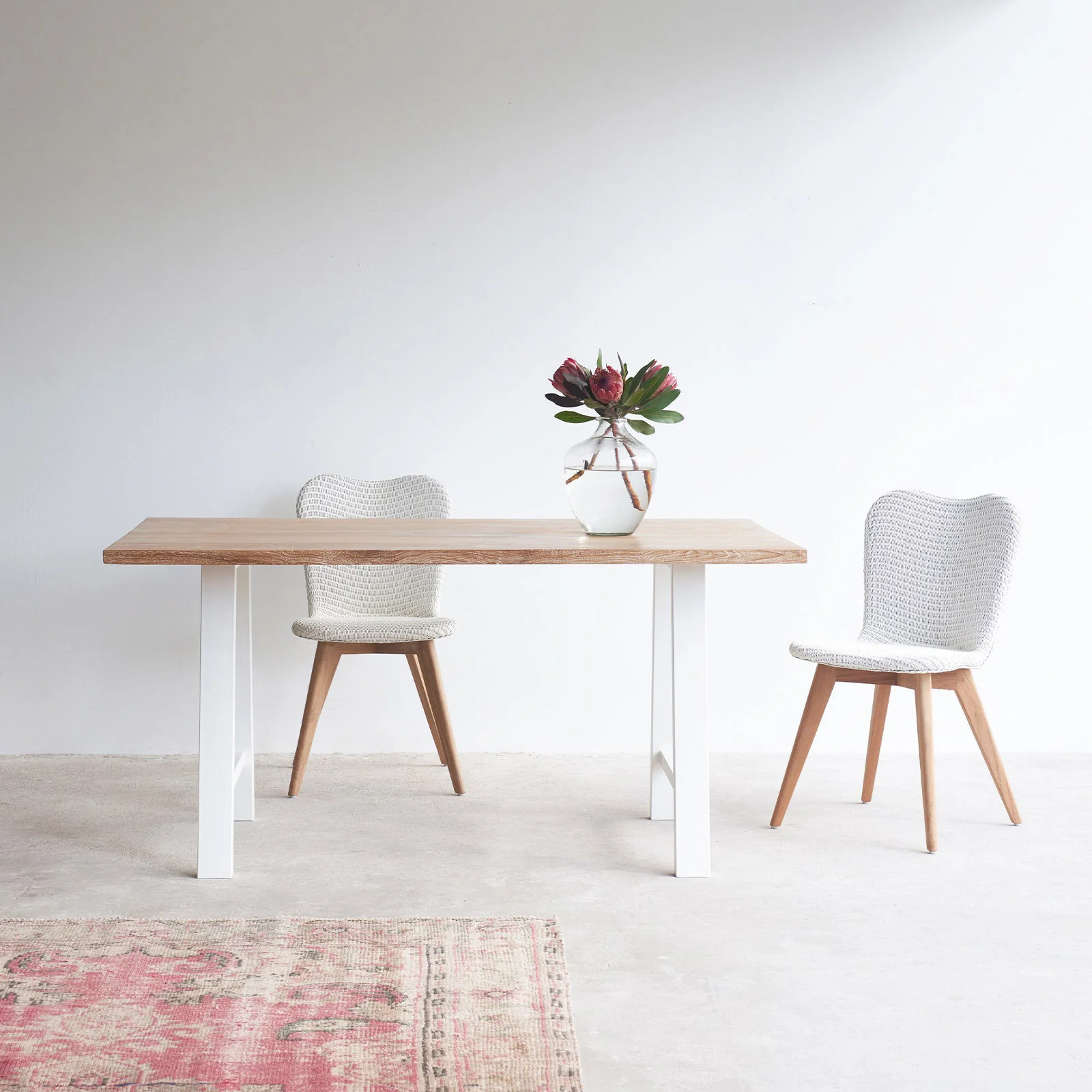 Java Teak Dining Table | Whitewash with A-Frame Base - Image 3