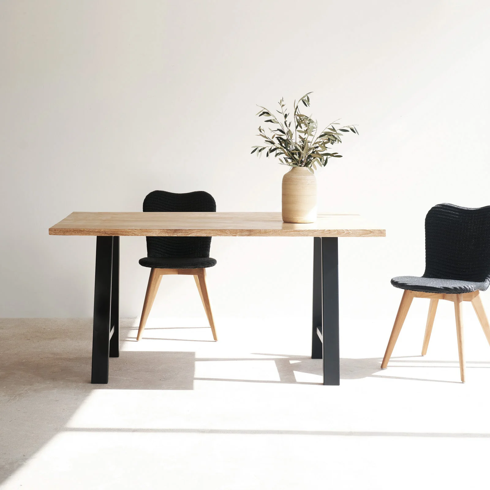 Java Teak Dining Table | Whitewash with A-Frame Base - Image 4