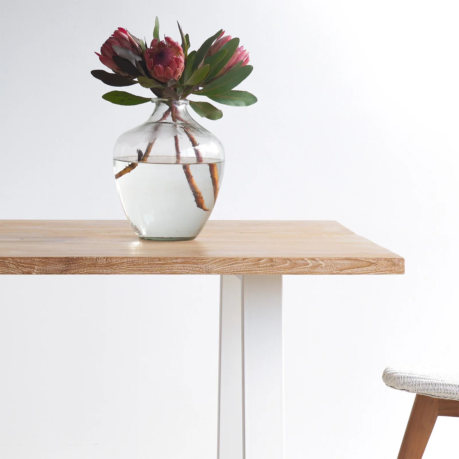 Java Teak Dining Table | Whitewash with A-Frame Base - Image 5