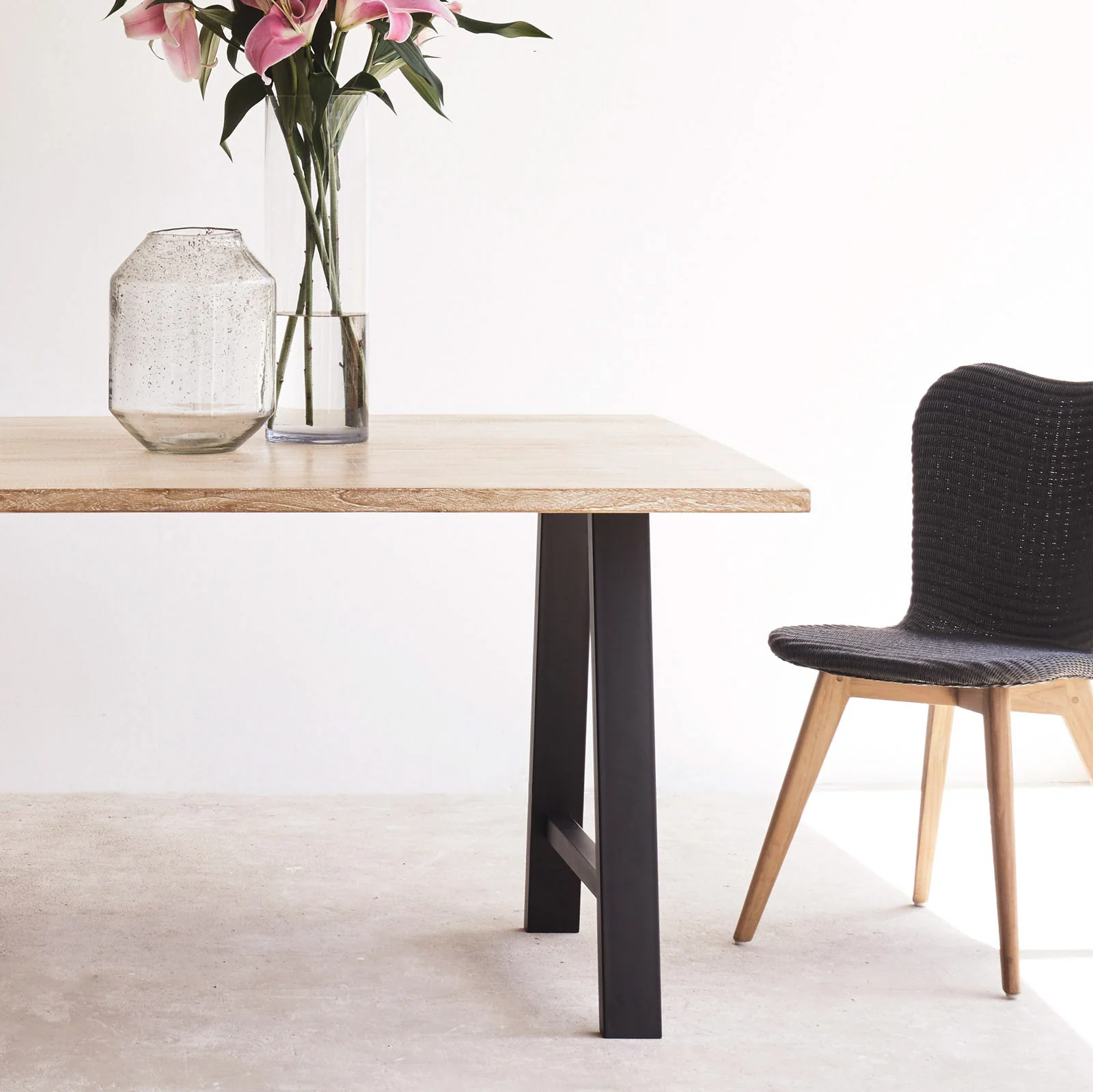 Java Teak Dining Table | Whitewash with A-Frame Base - Image 6
