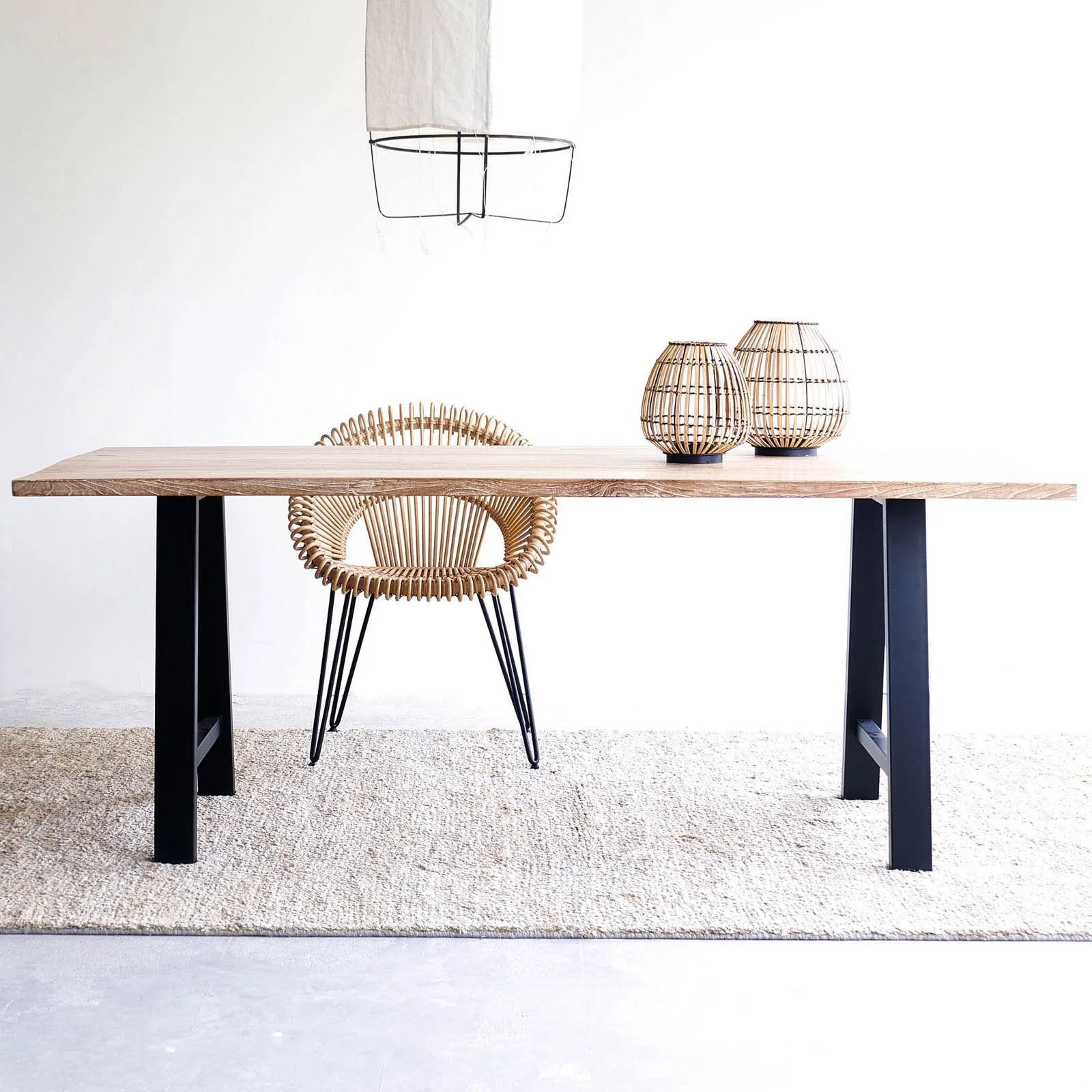Java Teak Dining Table | Whitewash with A-Frame Base - Image 7