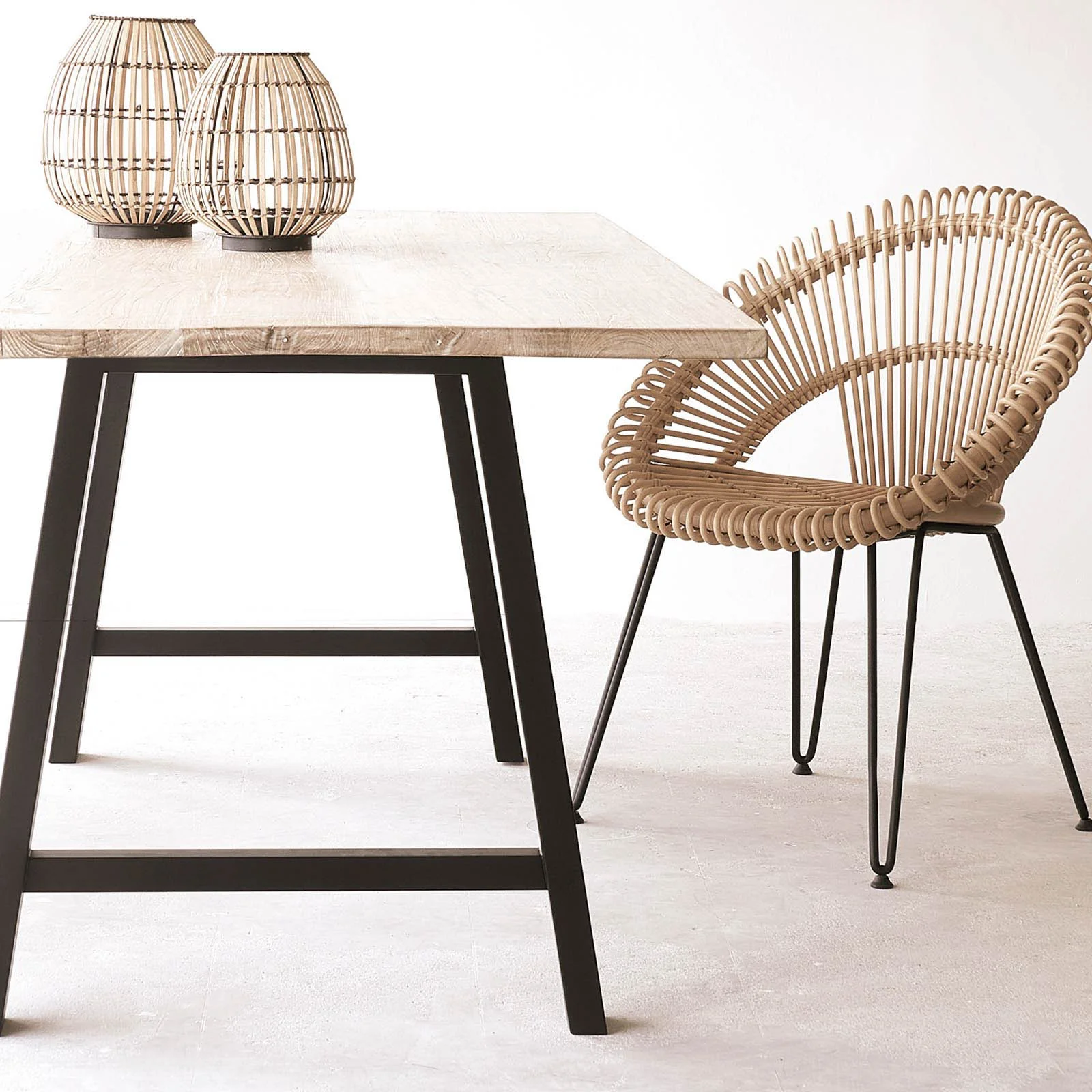 Java Teak Dining Table | Whitewash with A-Frame Base - Image 8