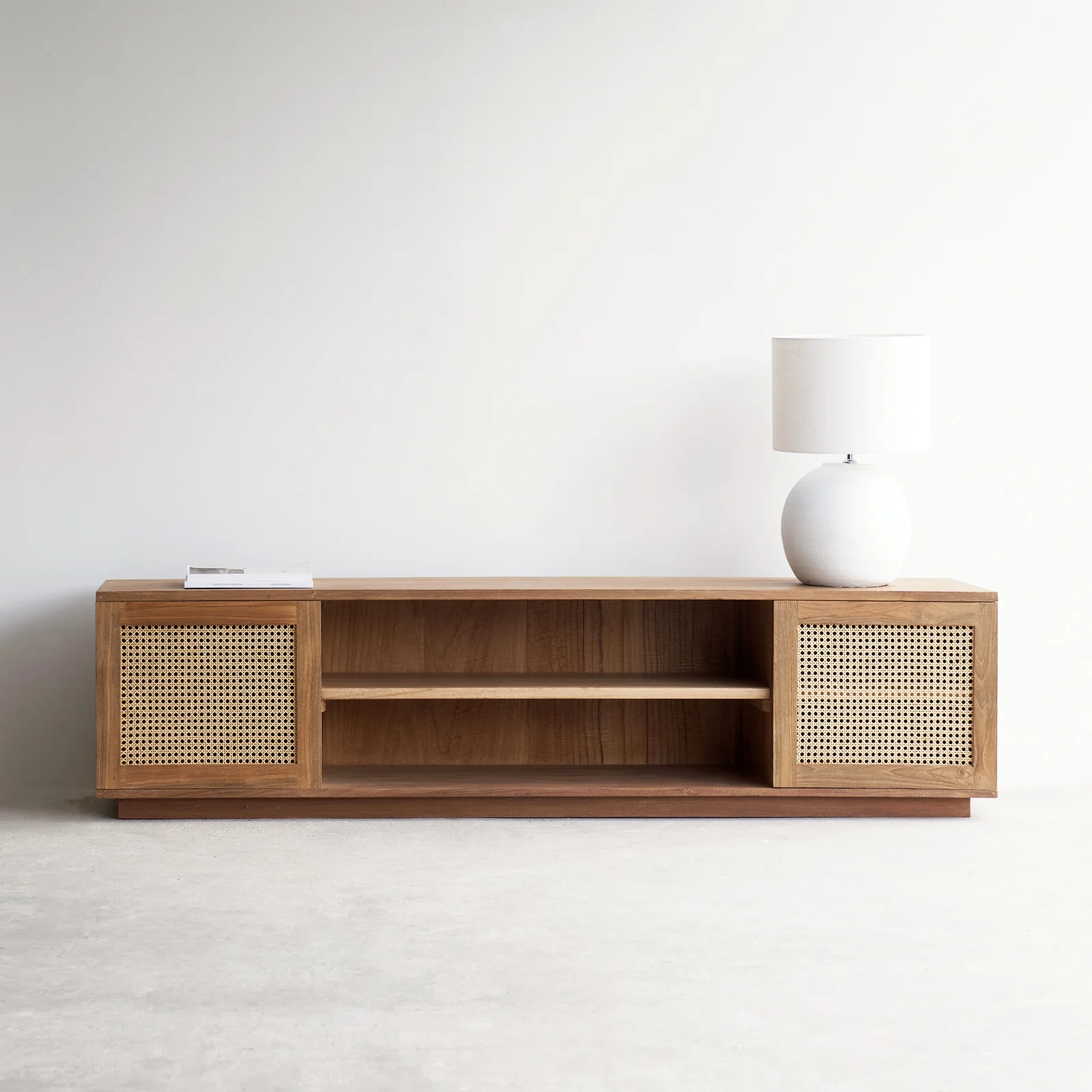 Java TV Console | Teak with Rattan - Natural (200cm)