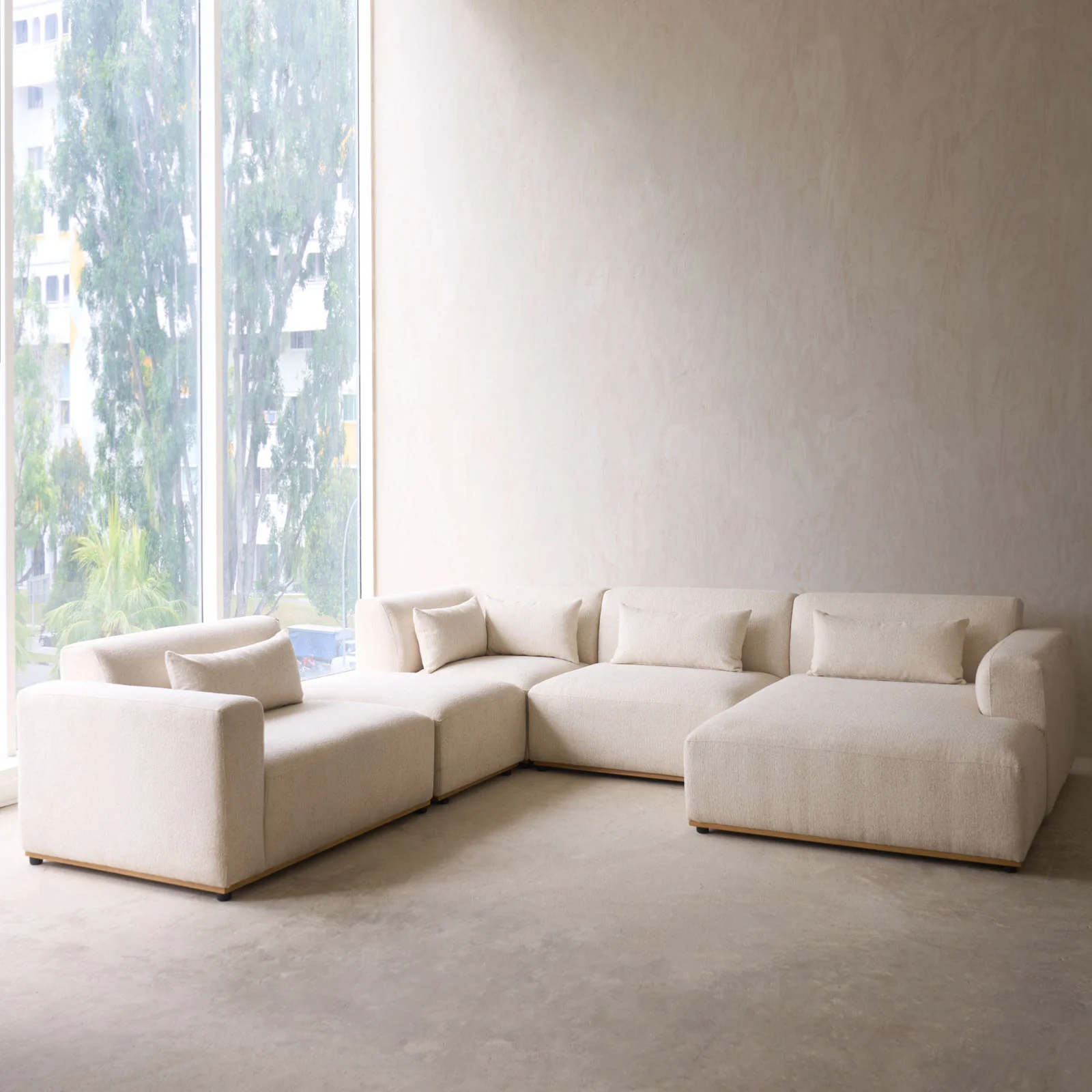 Komo Modular Sofa | Corner with Ottoman - Alabaster (321 x 292cm) - Image 2