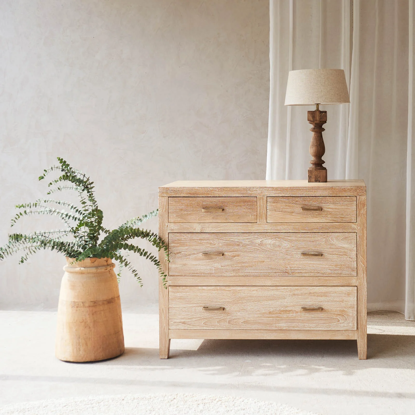 Ledge Chest of Drawers | Old Teak - Whitewash
