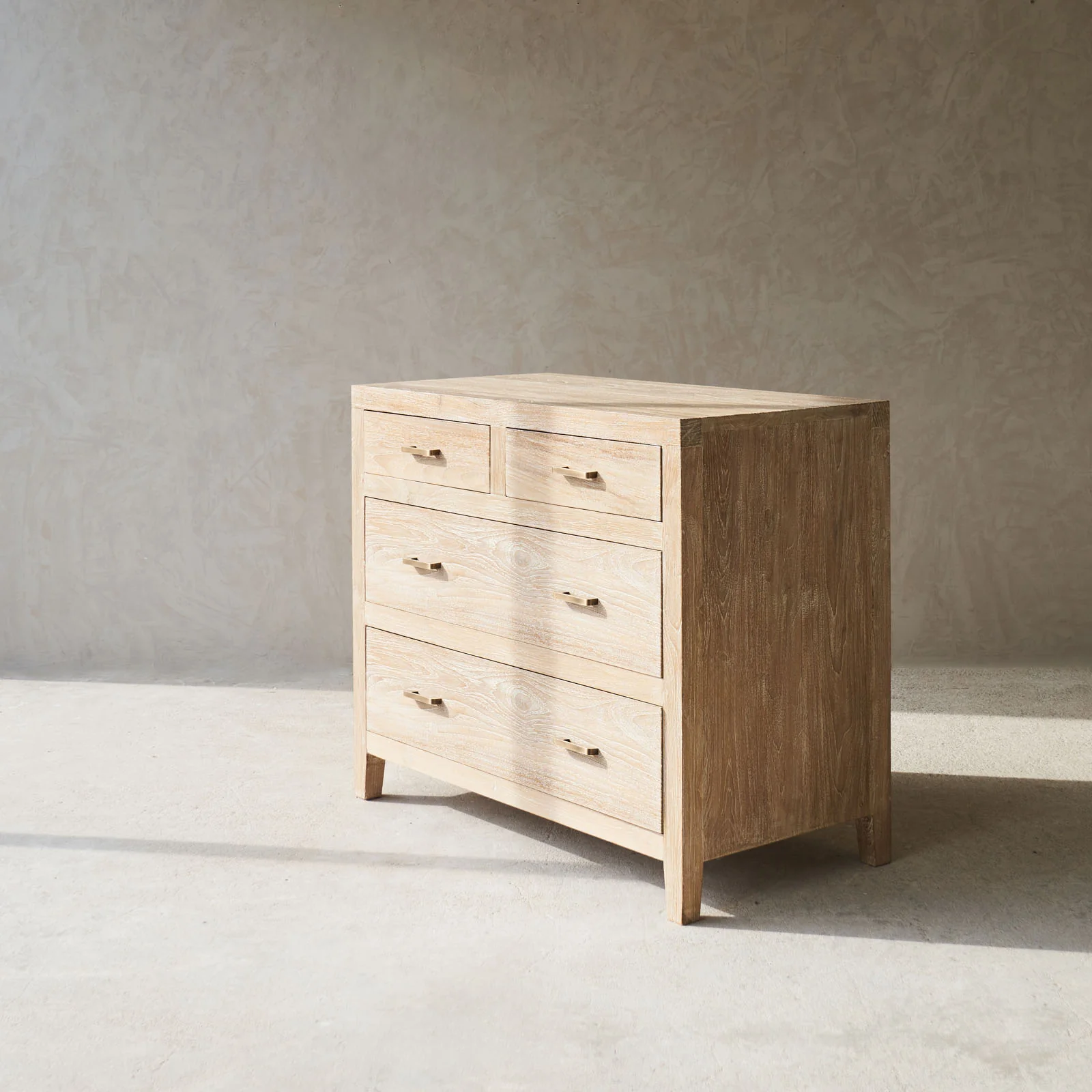 Ledge Chest of Drawers | Old Teak - Whitewash - Image 4