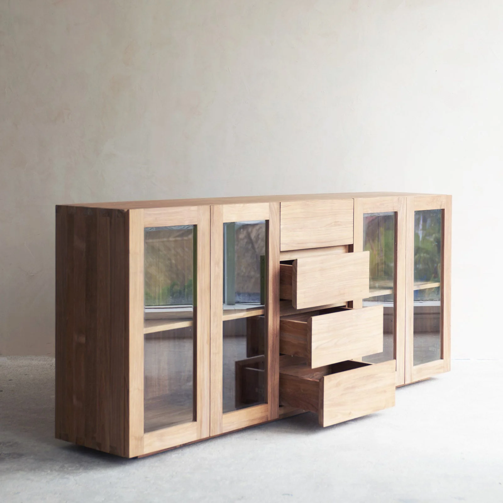 Ledge Sideboard | Teak with Glass Doors (200cm) - Image 7