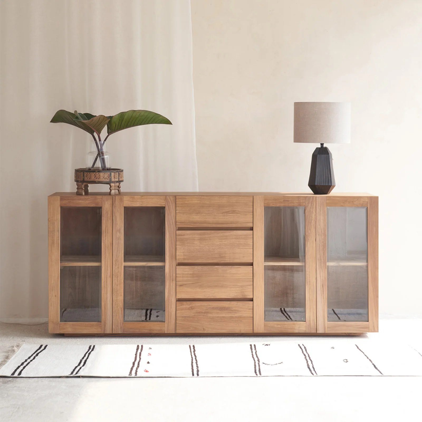 Ledge Sideboard | Teak with Glass Doors (200cm) - Image 9
