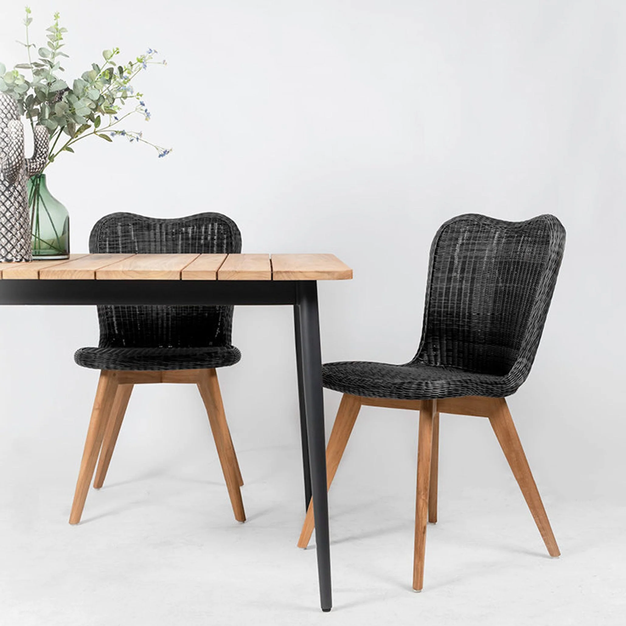 Lena Outdoor Dining Chair | Teak - Black - Image 4