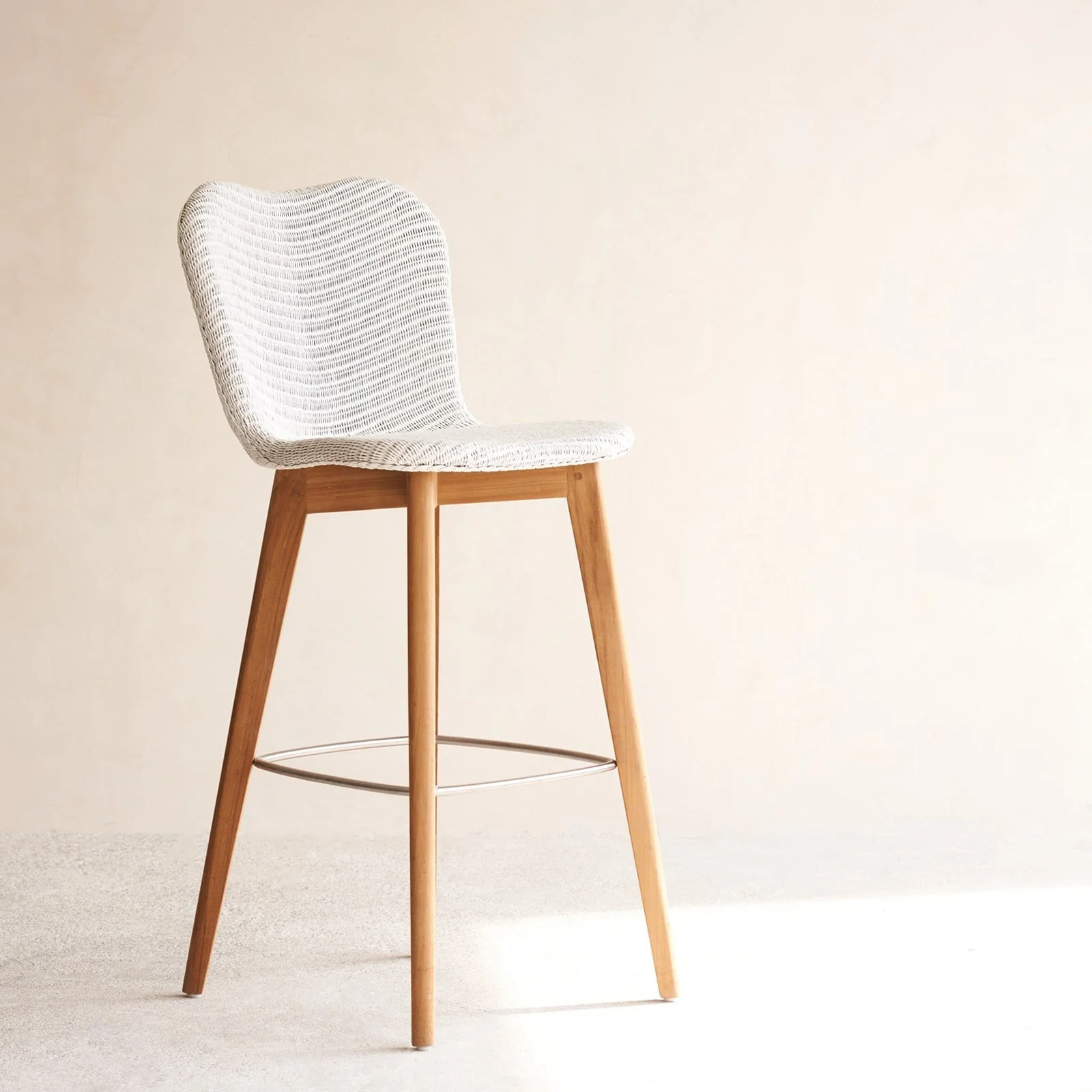 Lily Counter Stool | Teak Frame - Pure White - Image 4