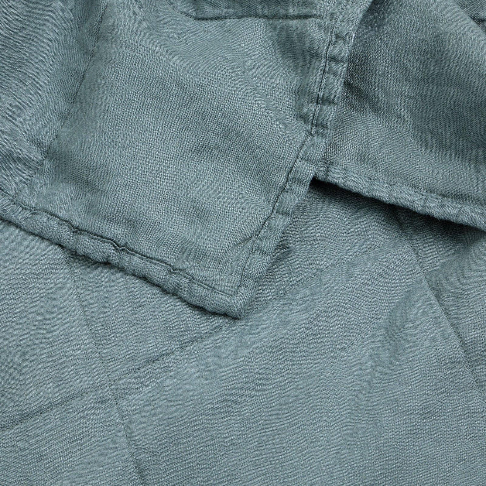 Linen Quilted Bedcover | Bluestone - Image 2