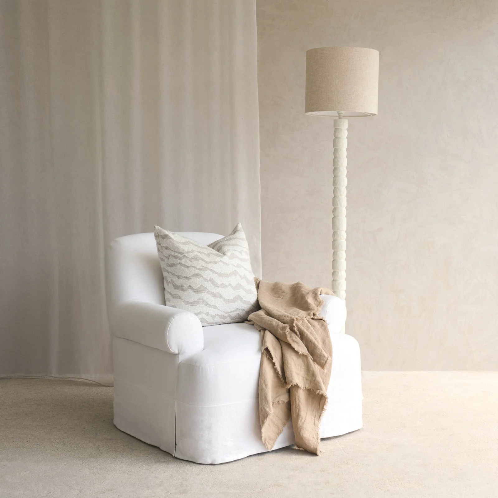 Lucca Fabric Armchair | Snow (94cm) - Image 11