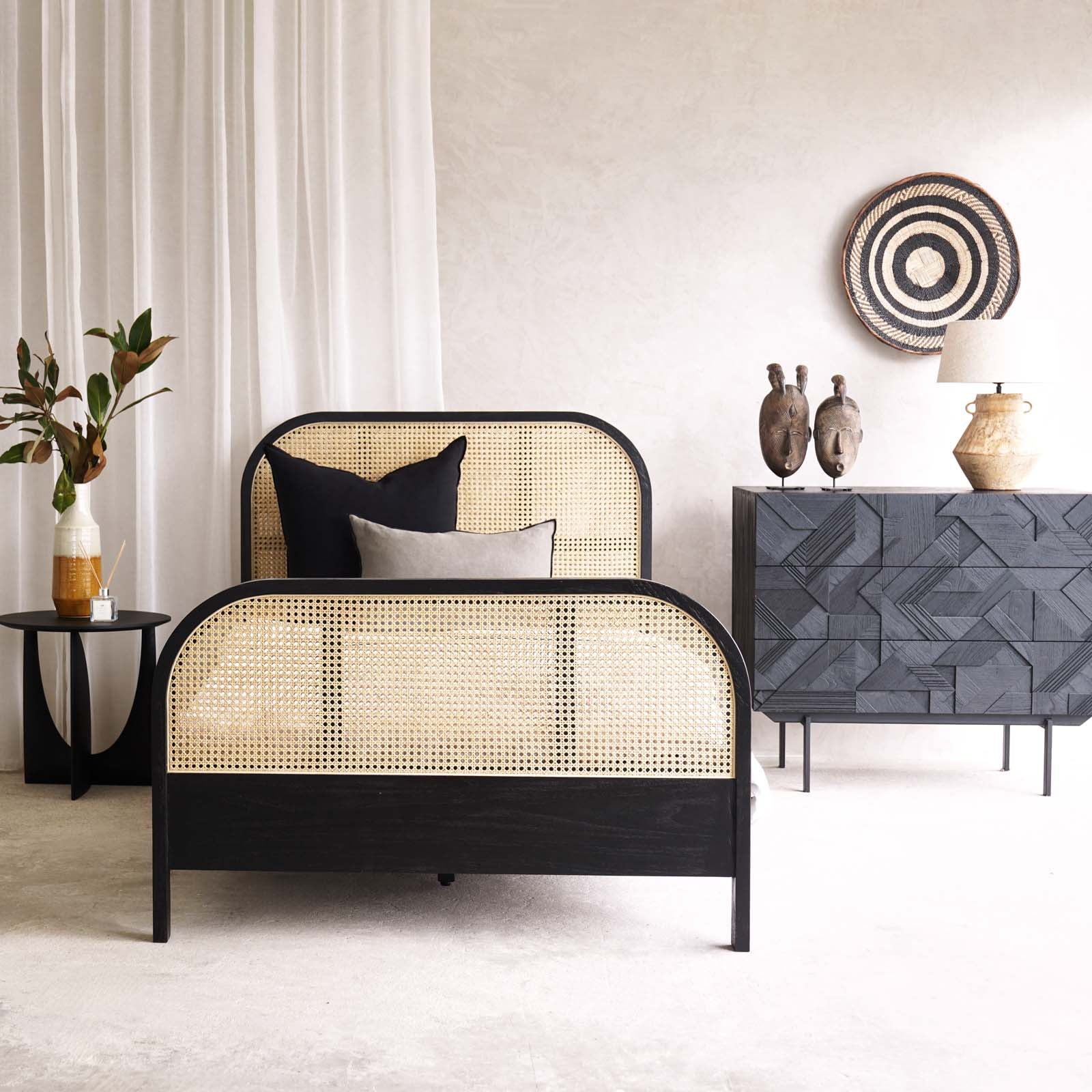Luna Bed Frame | Teak - Black (Single) - Image 6