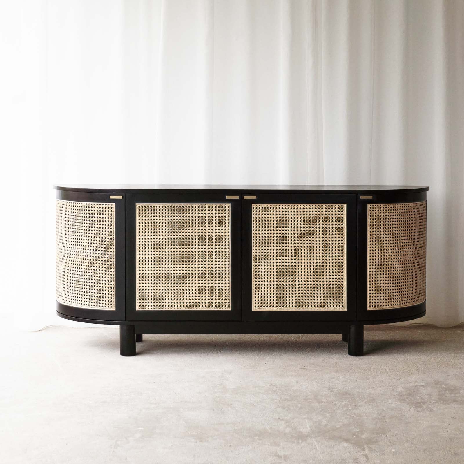 Luna Rattan Sideboard | Teak - Black (200cm) - Image 7