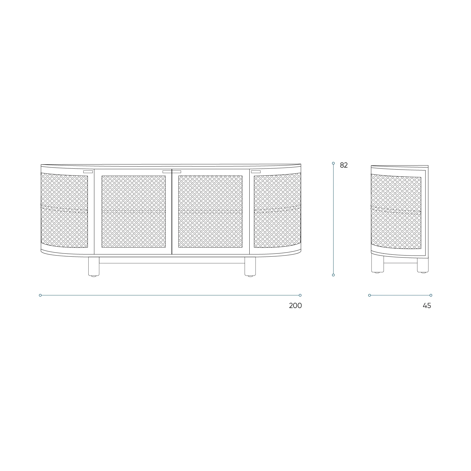 Luna Rattan Sideboard | Teak - Natural (200cm) - Image 7