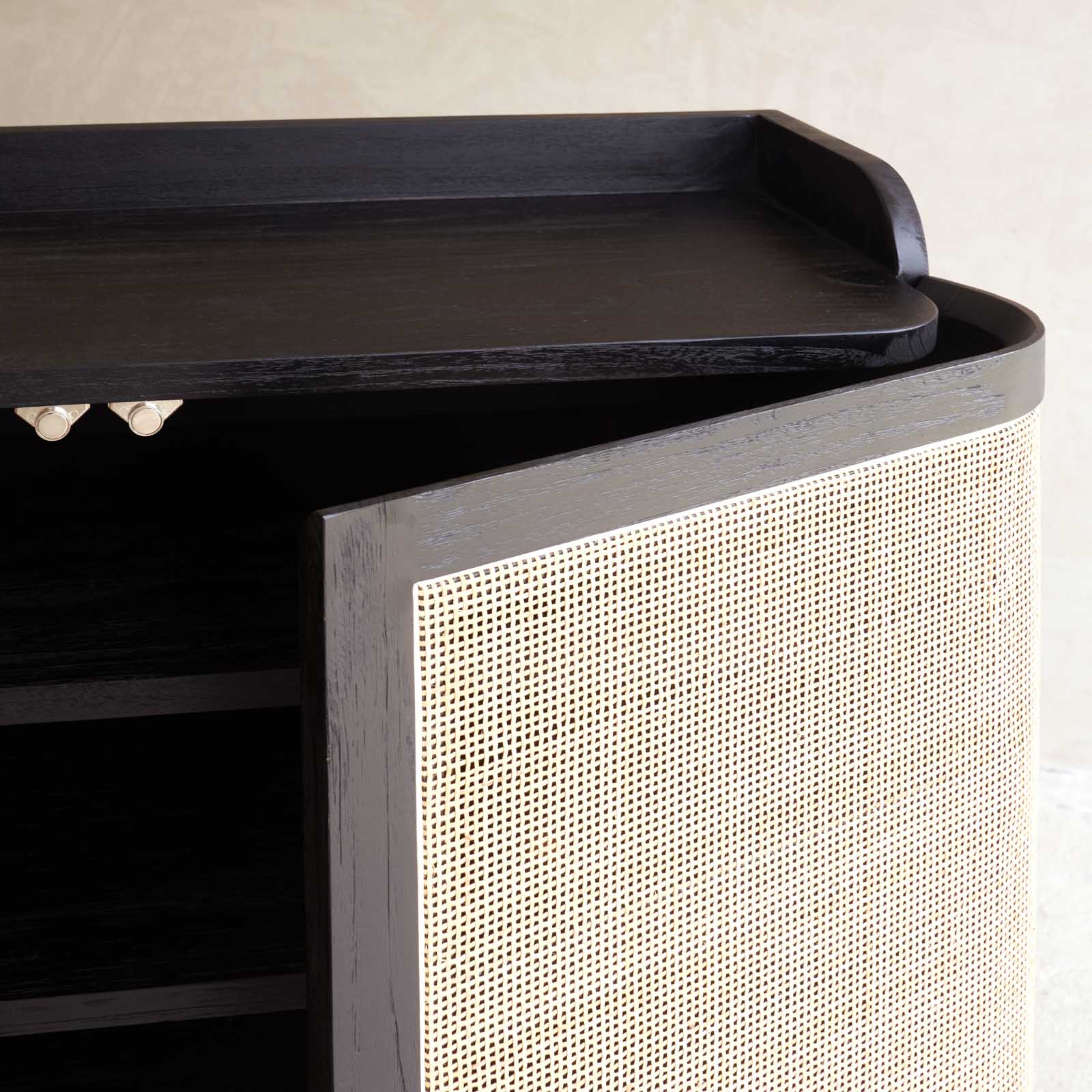 Luna Shoe Cabinet | Teak - Black (90cm) - Image 4