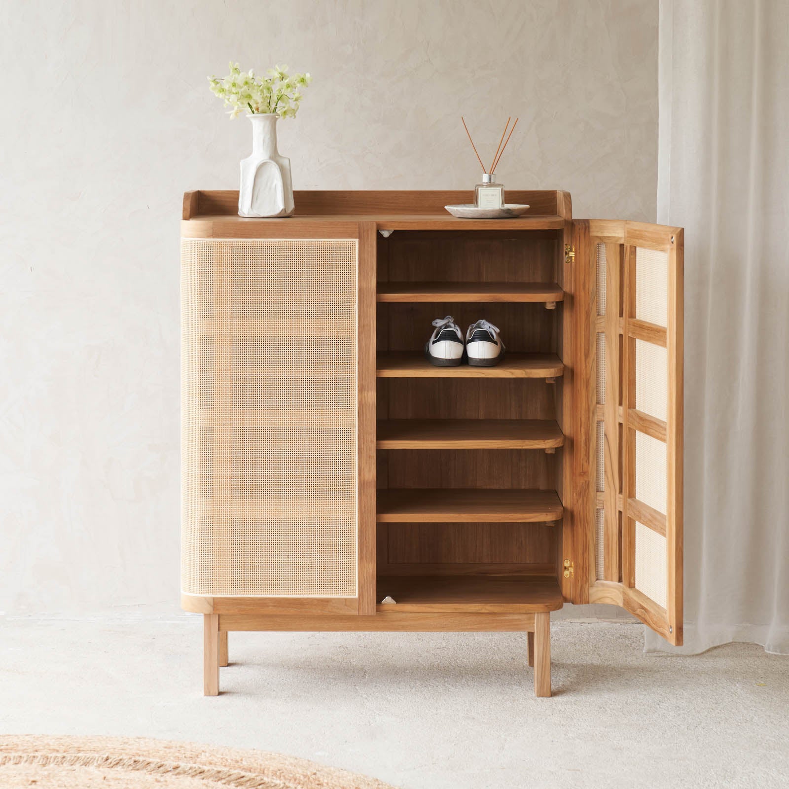 Luna Shoe Cabinet | Teak - Natural (90cm) - Image 3