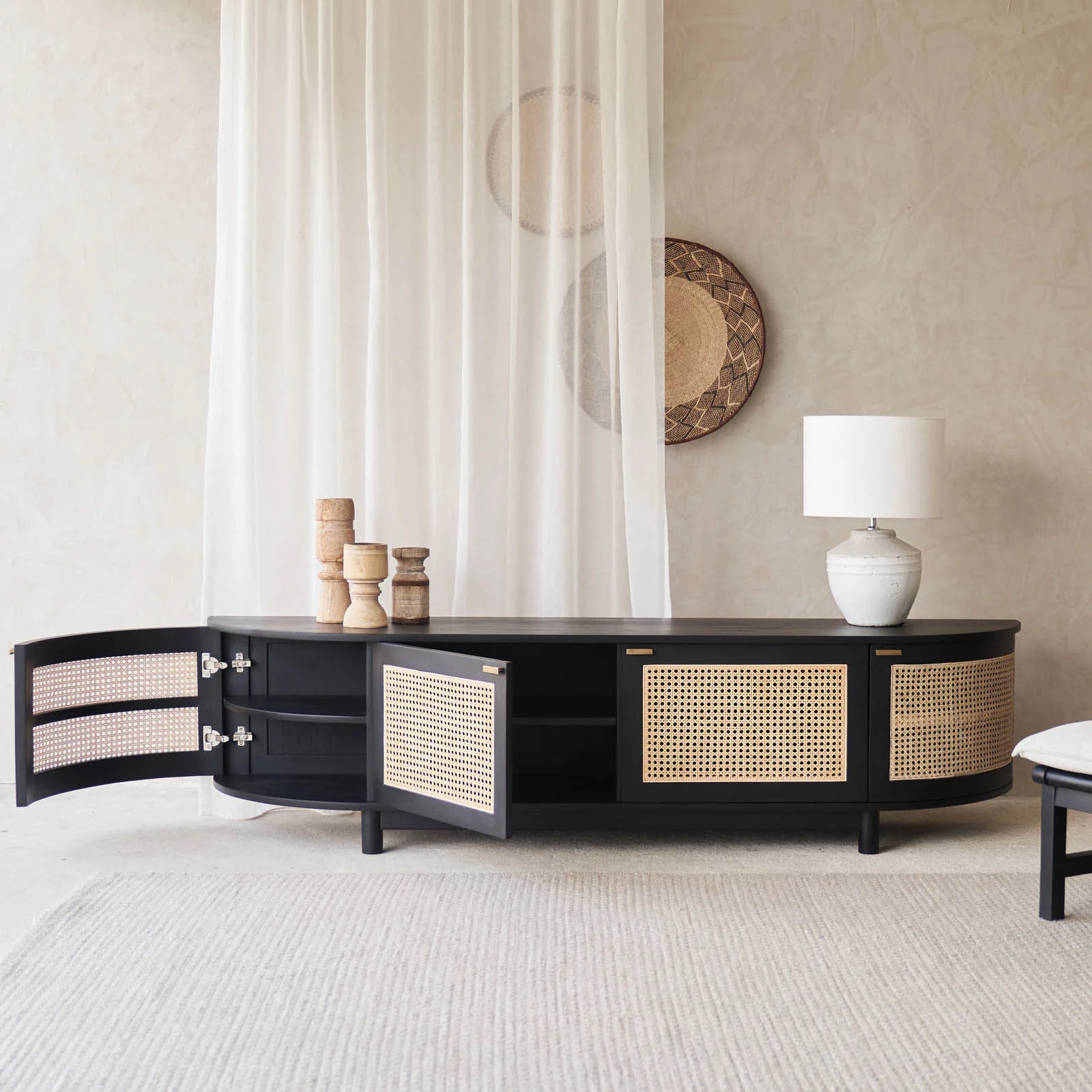 Luna TV Console | Teak - Black (210cm) - Image 5
