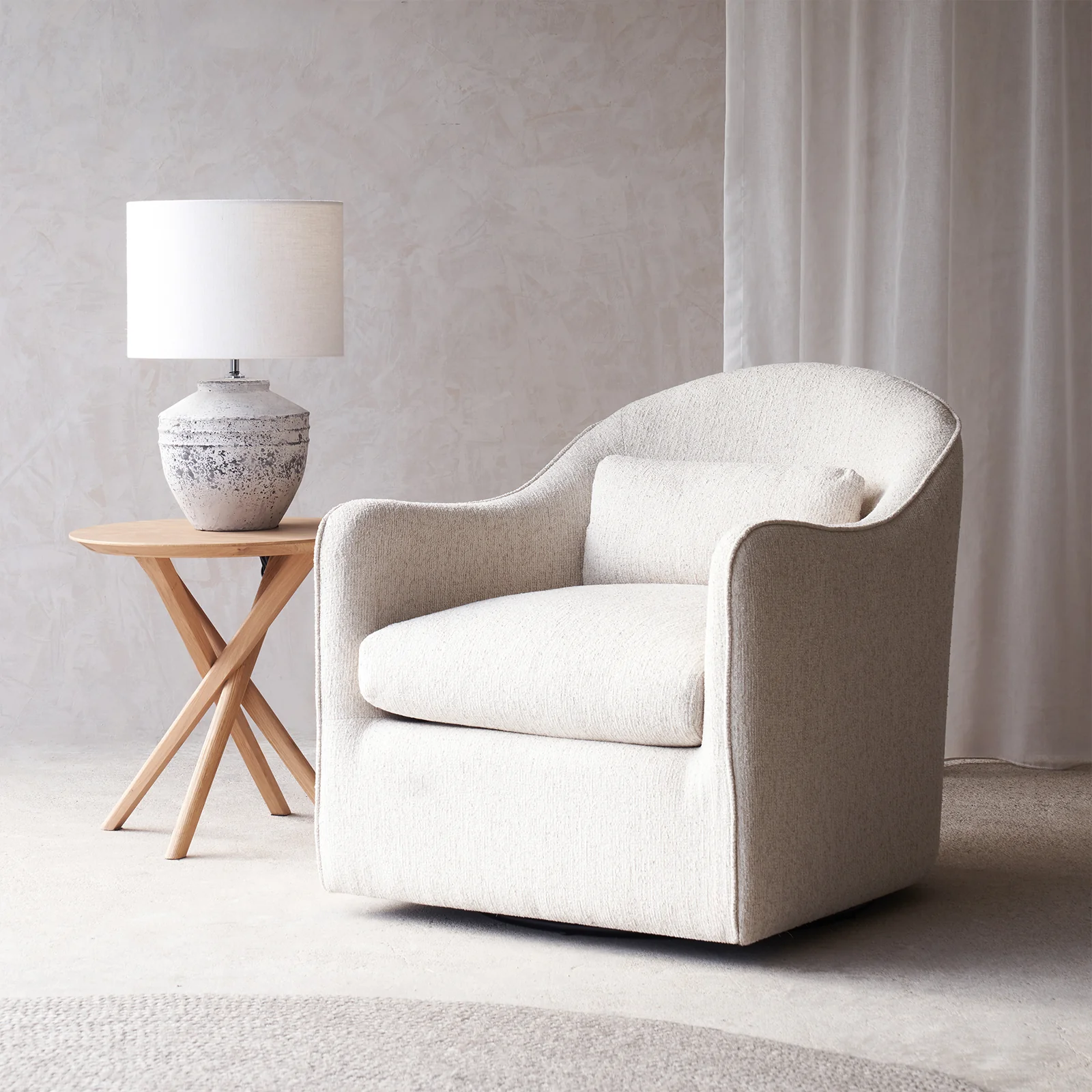 Millie Swivel Armchair | Alabaster - Image 3