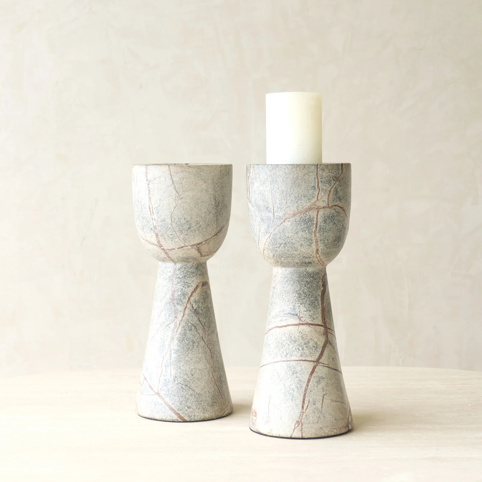 Mirage Candleholder | Gray Marble