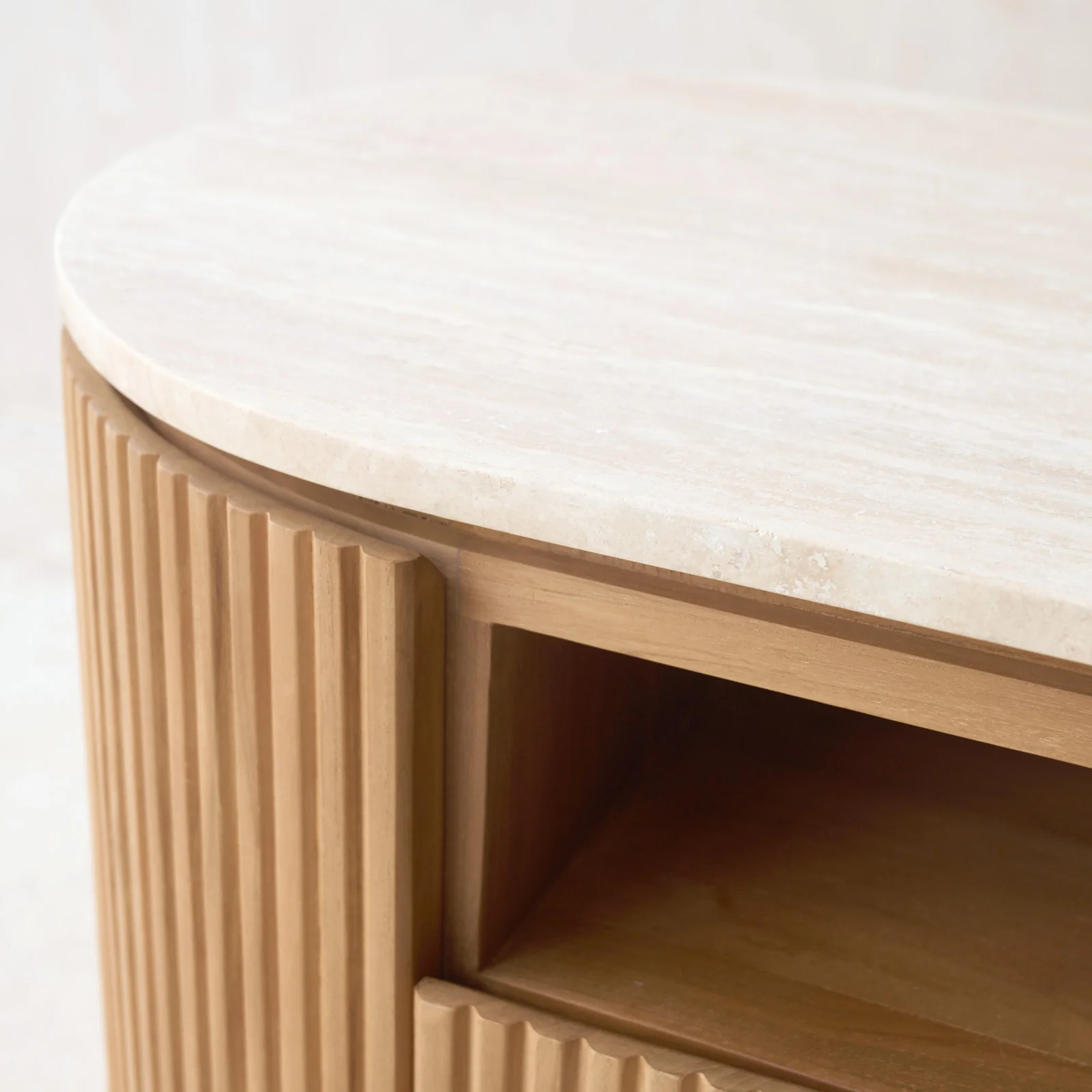 Moher Travertine TV Console | Teak - Natural (230cm) - Image 7