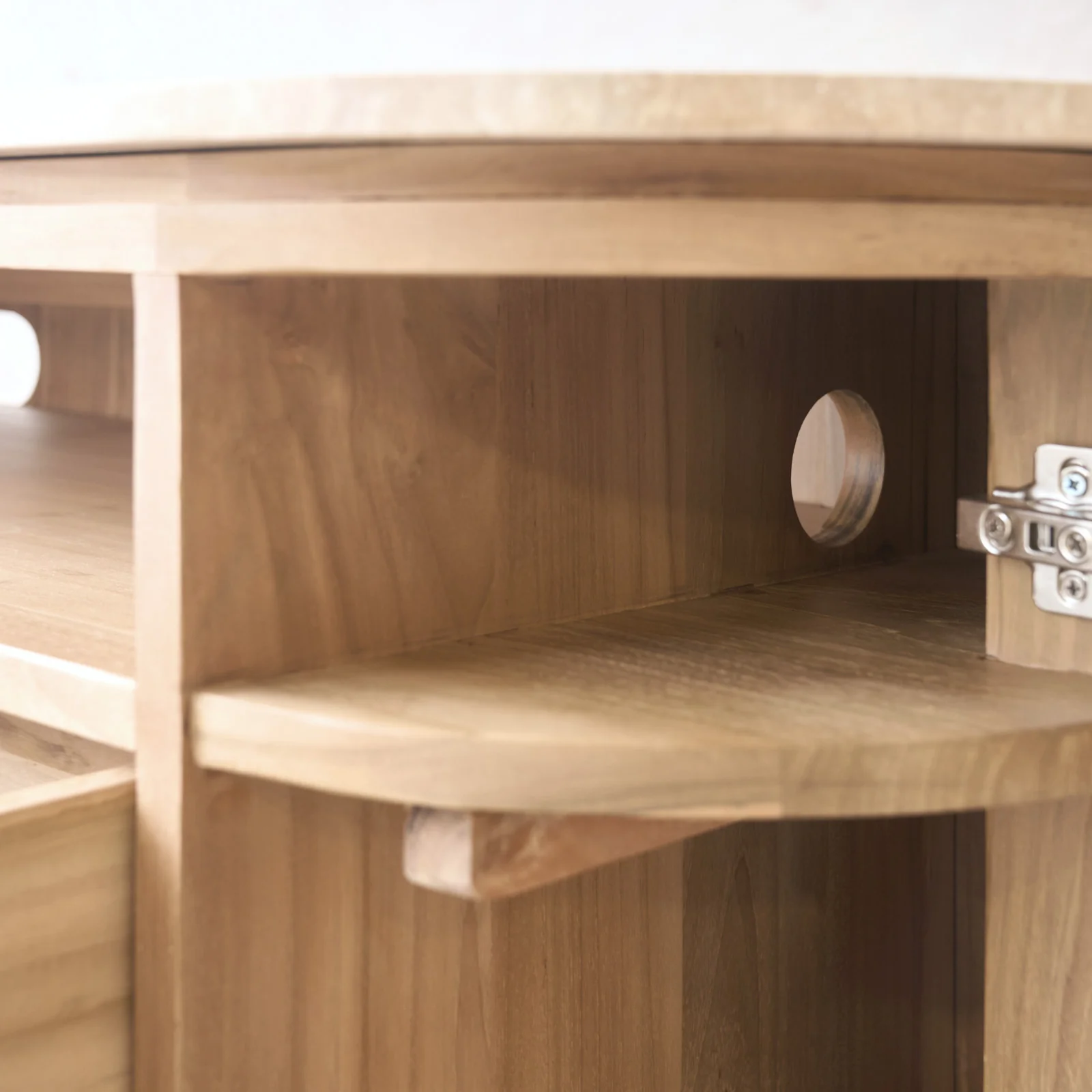 Moher Travertine TV Console | Teak - Natural (230cm) - Image 9
