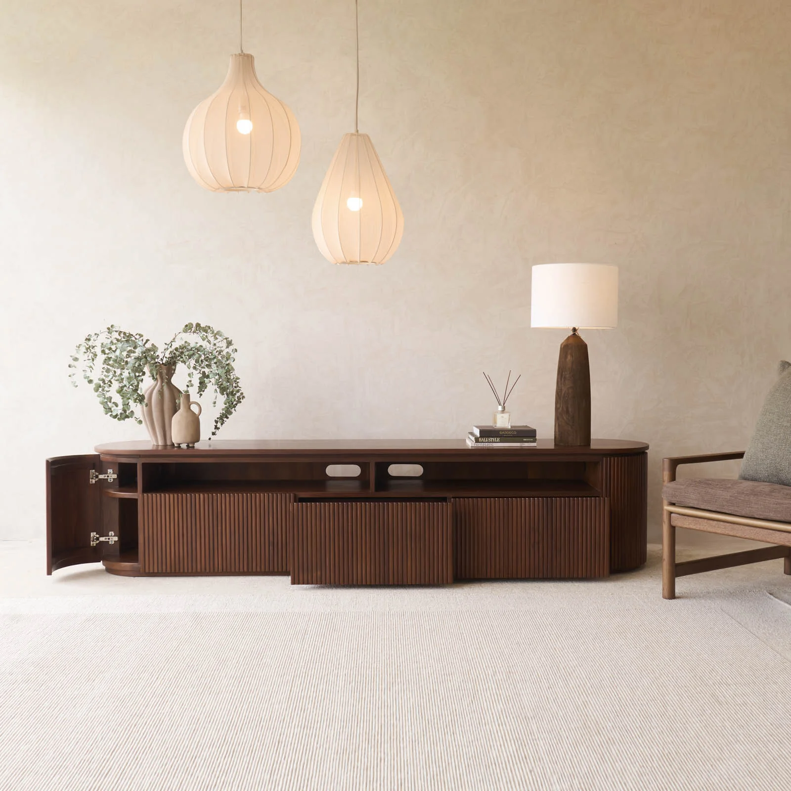 Moher TV Console | Teak - Dark Stained (230cm) - Image 9
