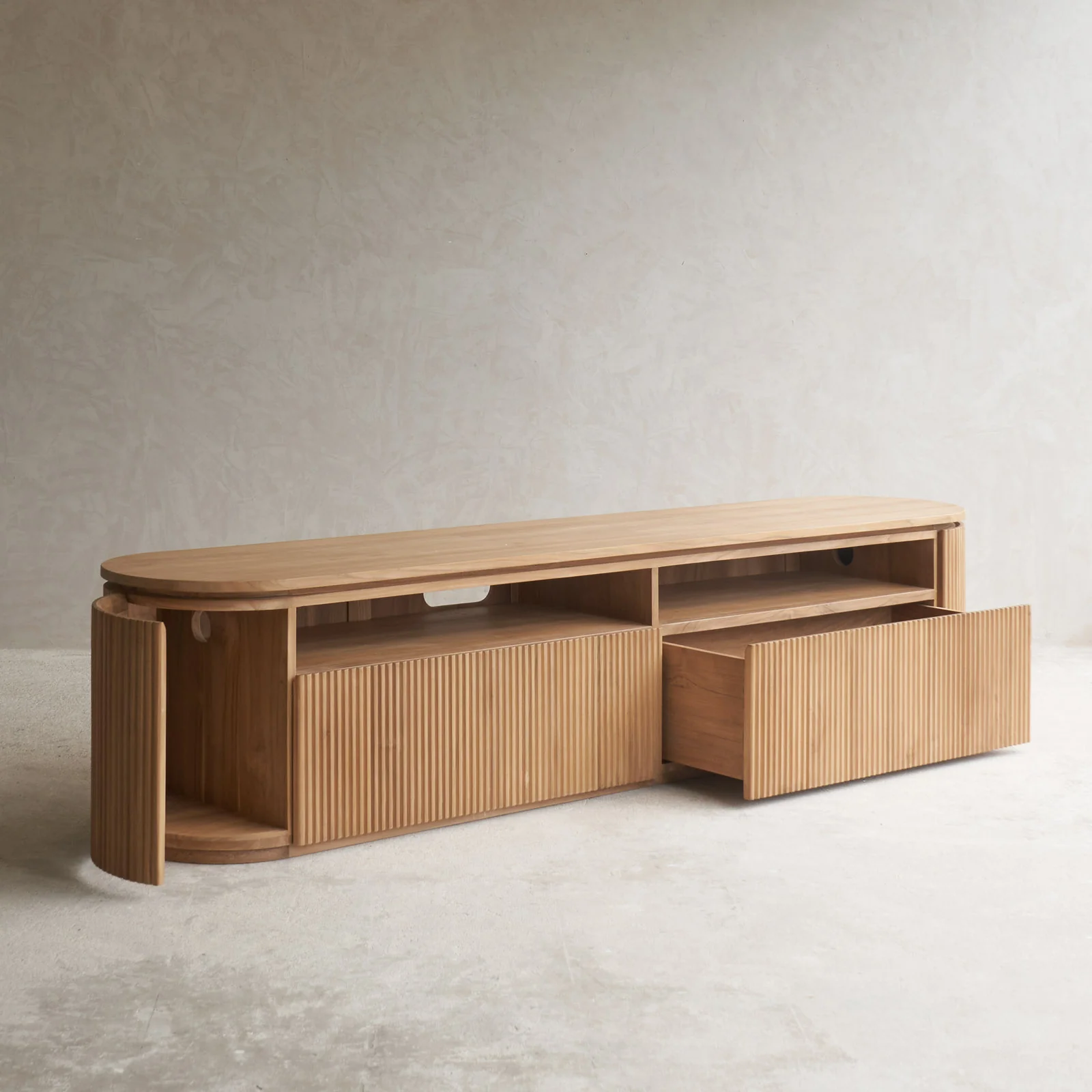 Moher TV Console | Teak - Natural (230cm) - Image 4
