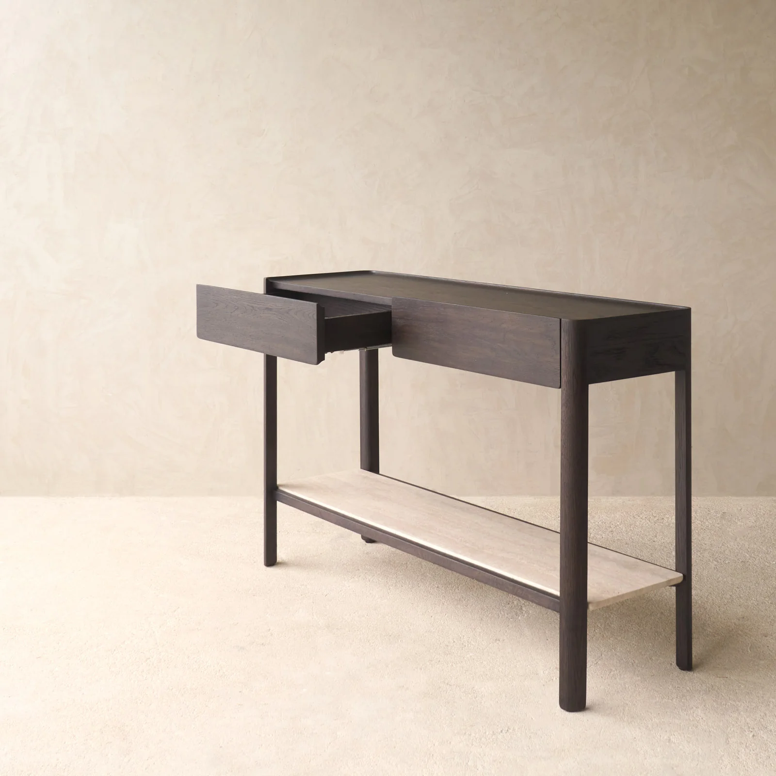 Nell Console | Travertine with Bison Oak Frame - Image 6