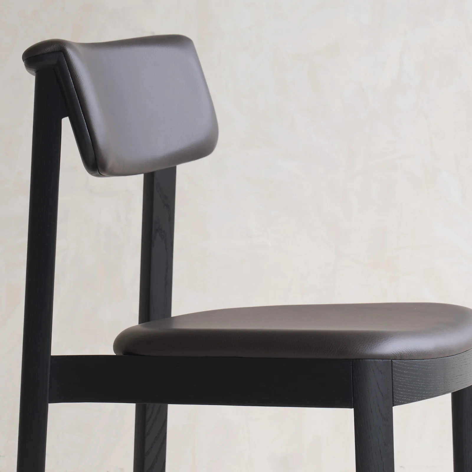 Noki Leather Dining Chair | Black Frame - Cigar - Image 2