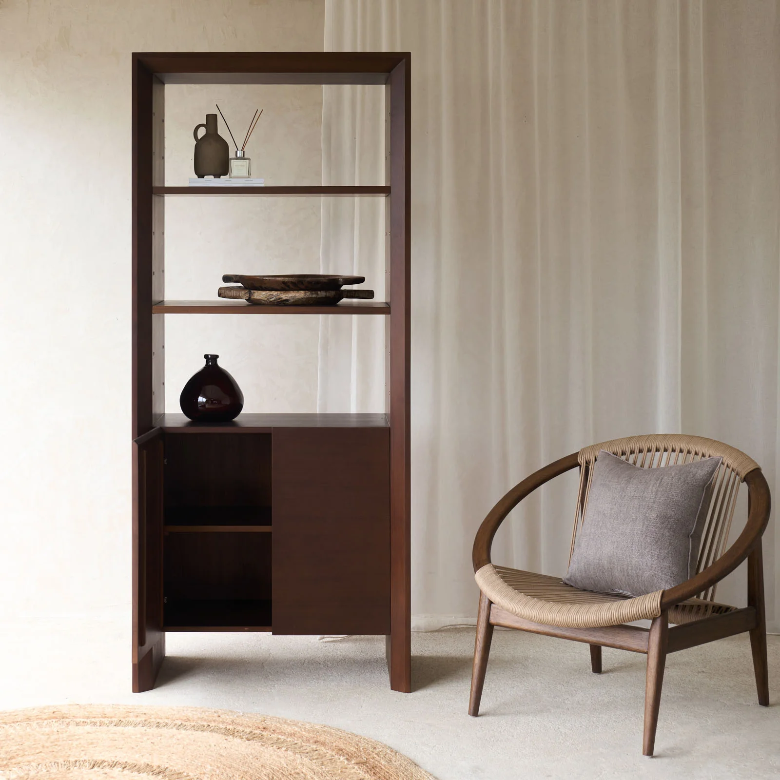 Norman Tall Bookcase | Dark Stained Teak - Image 2