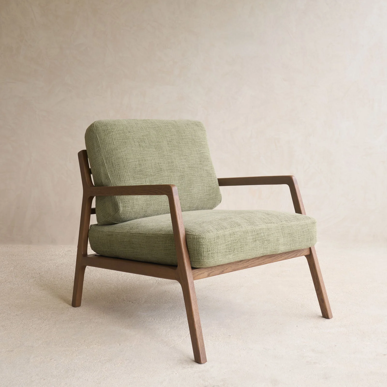 Nysse Fabric Armchair | Latte Oak Frame - Glen - Image 5